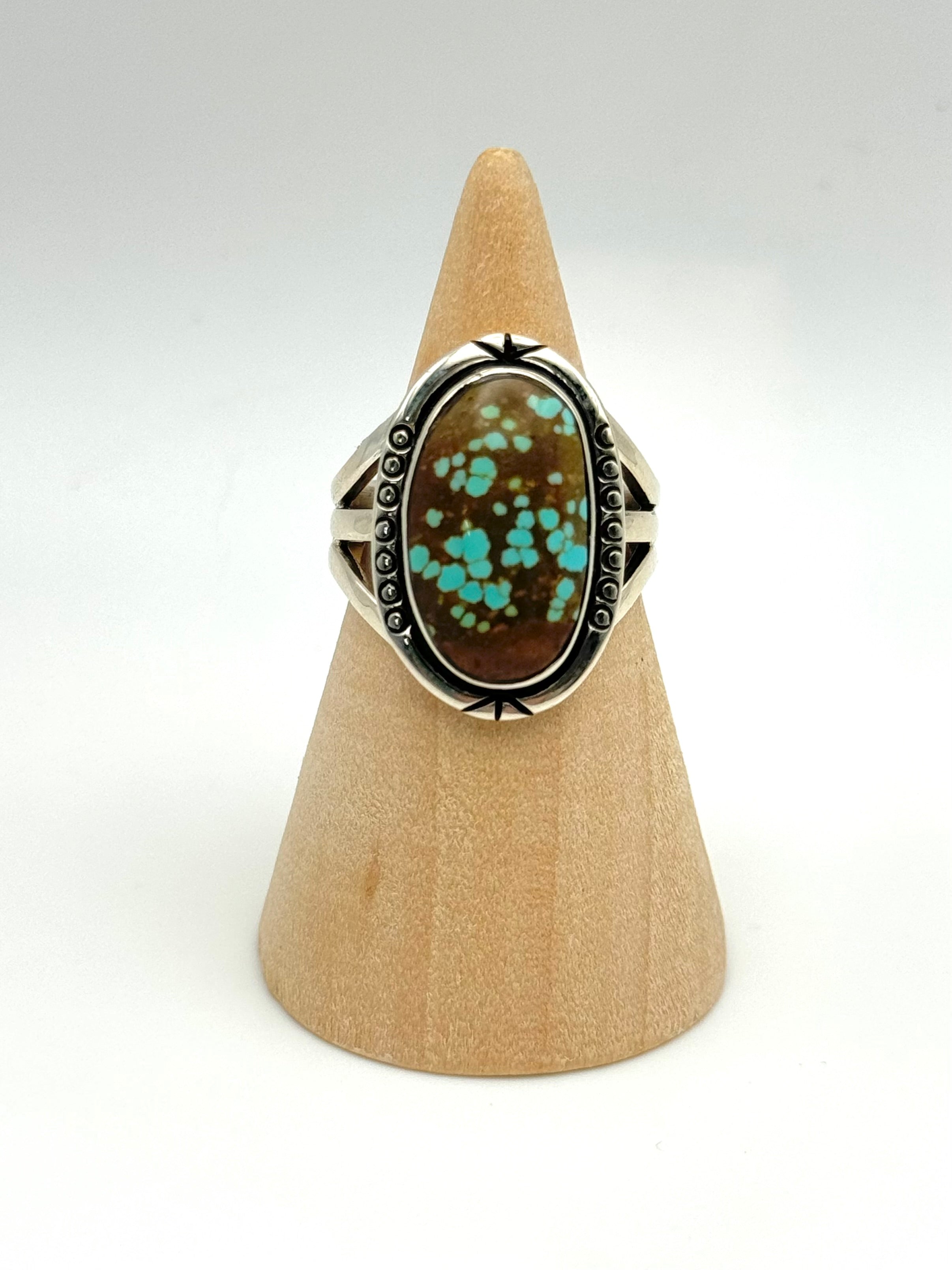 •#8 NEVADA TURQUOISE• Navajo silver ring (size 7.5)