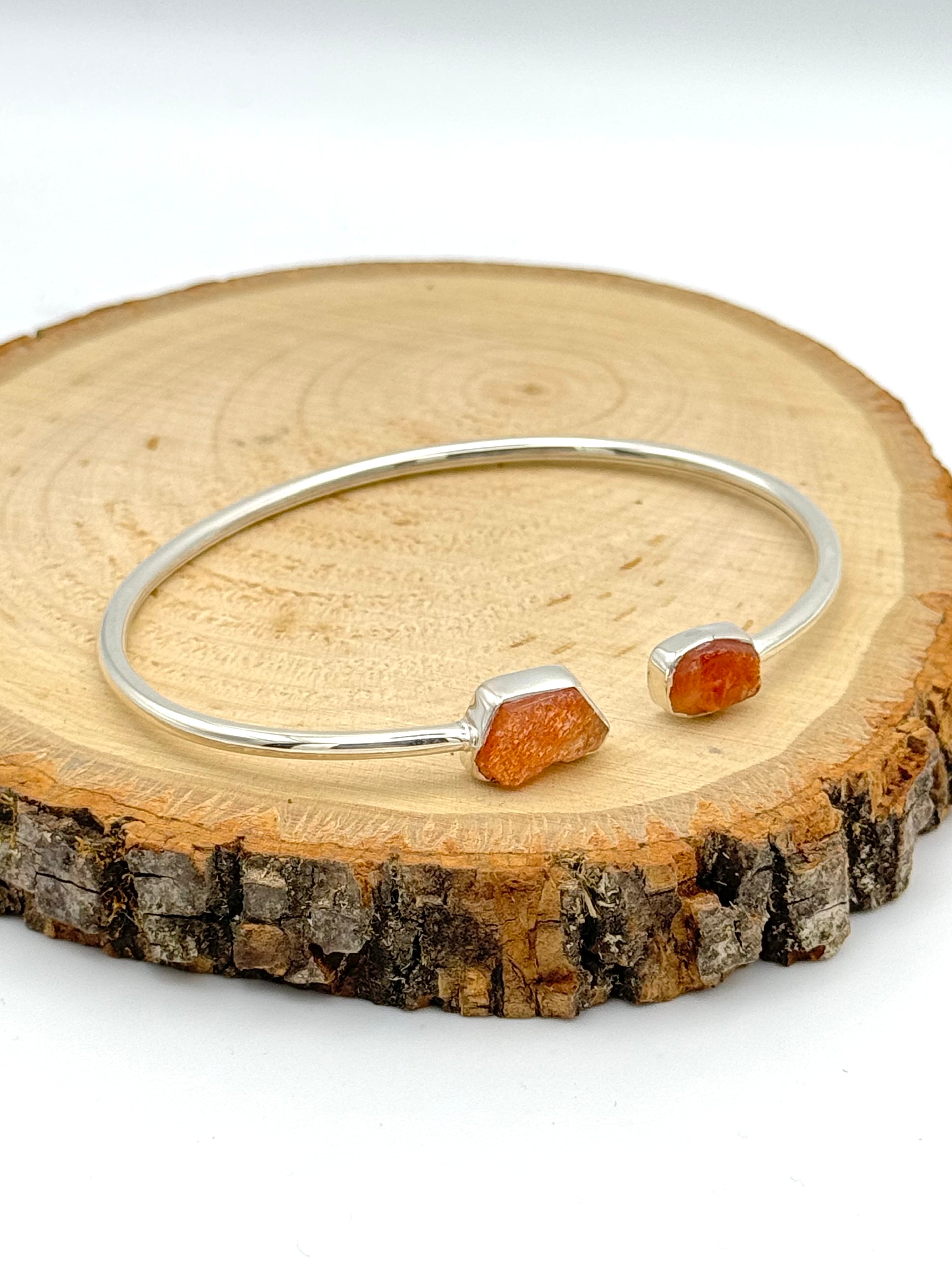 •ORGANIC FREEFORMS• sunstone + silver twist-on cuff bracelet