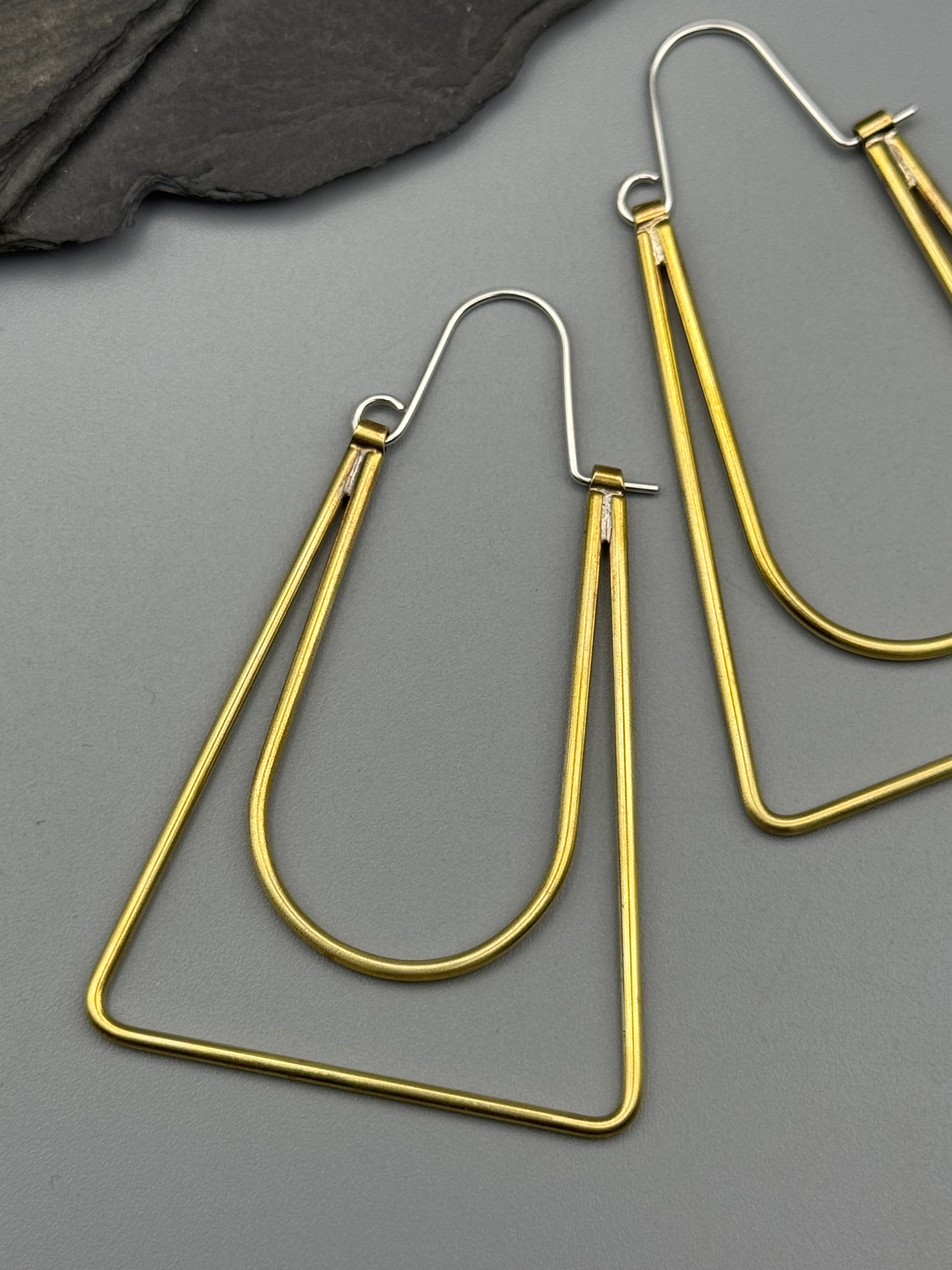 •TRAPEZIUM• brass hoop earrings