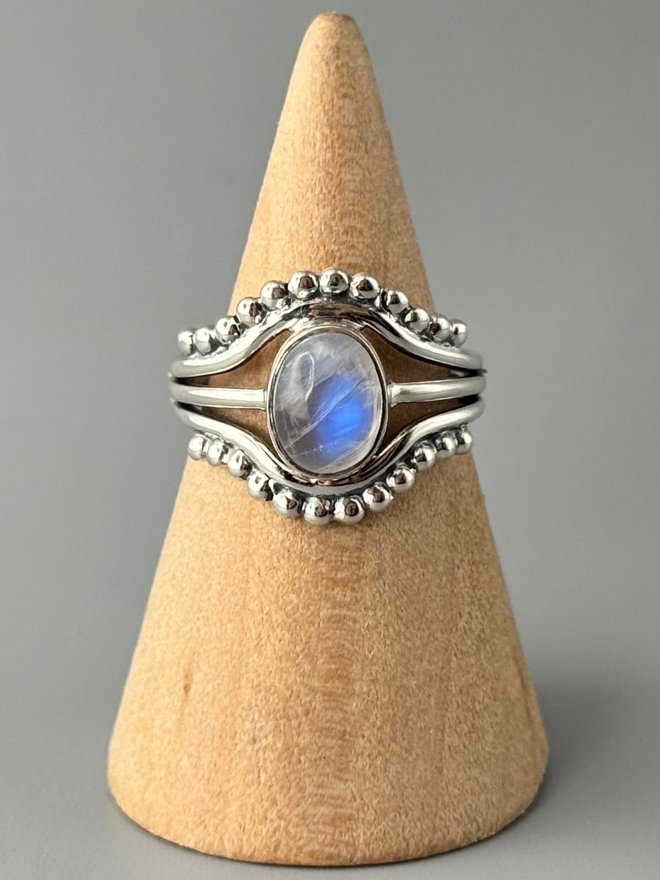 •RAINBOW MOONSTONE - EYE OF THE STORM• sterling silver ring (various sizes)