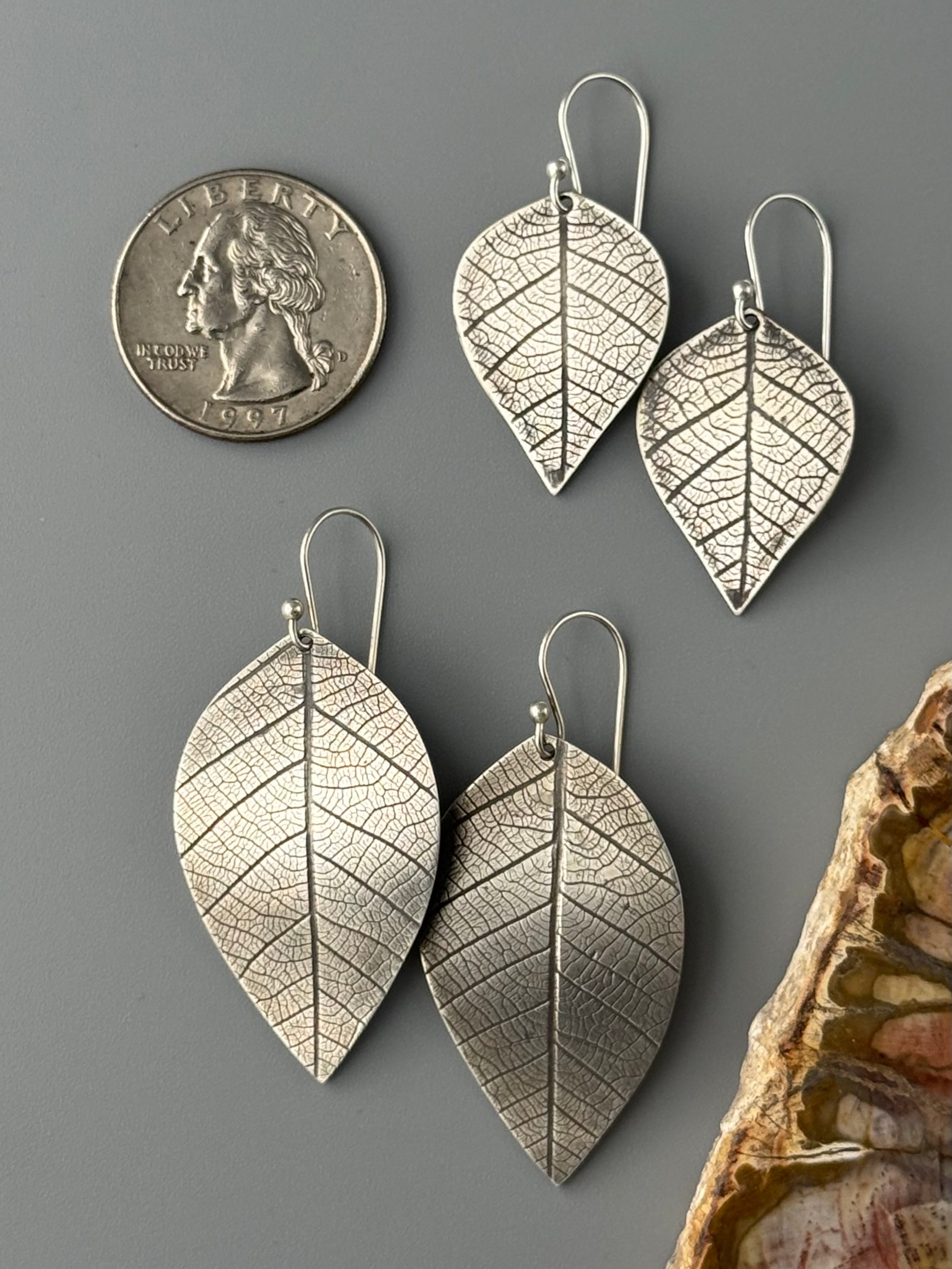 •LEAF• silver dangle earrings