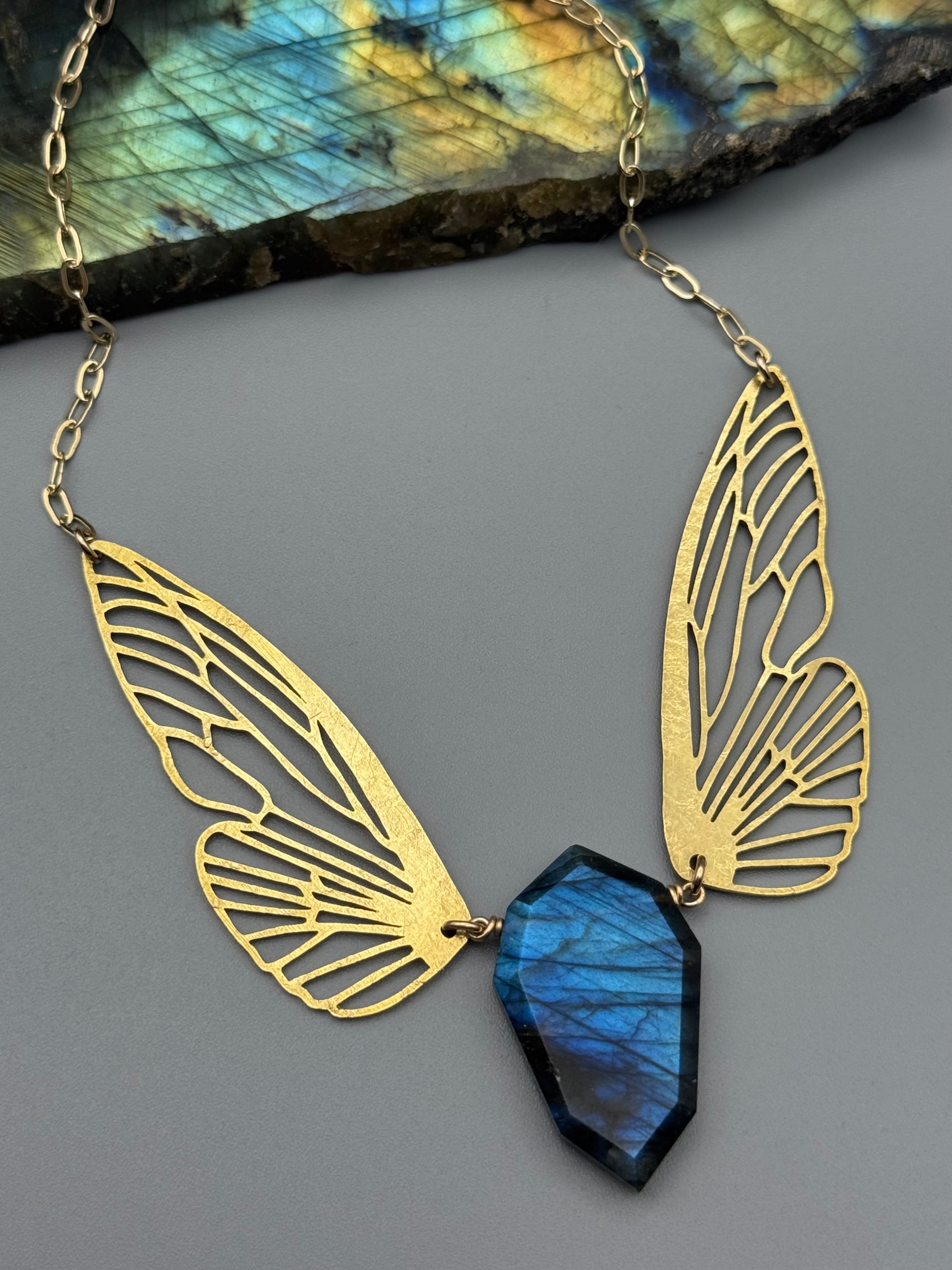 •METAMORPH• labradorite petal + gold necklace (16"-18" long)