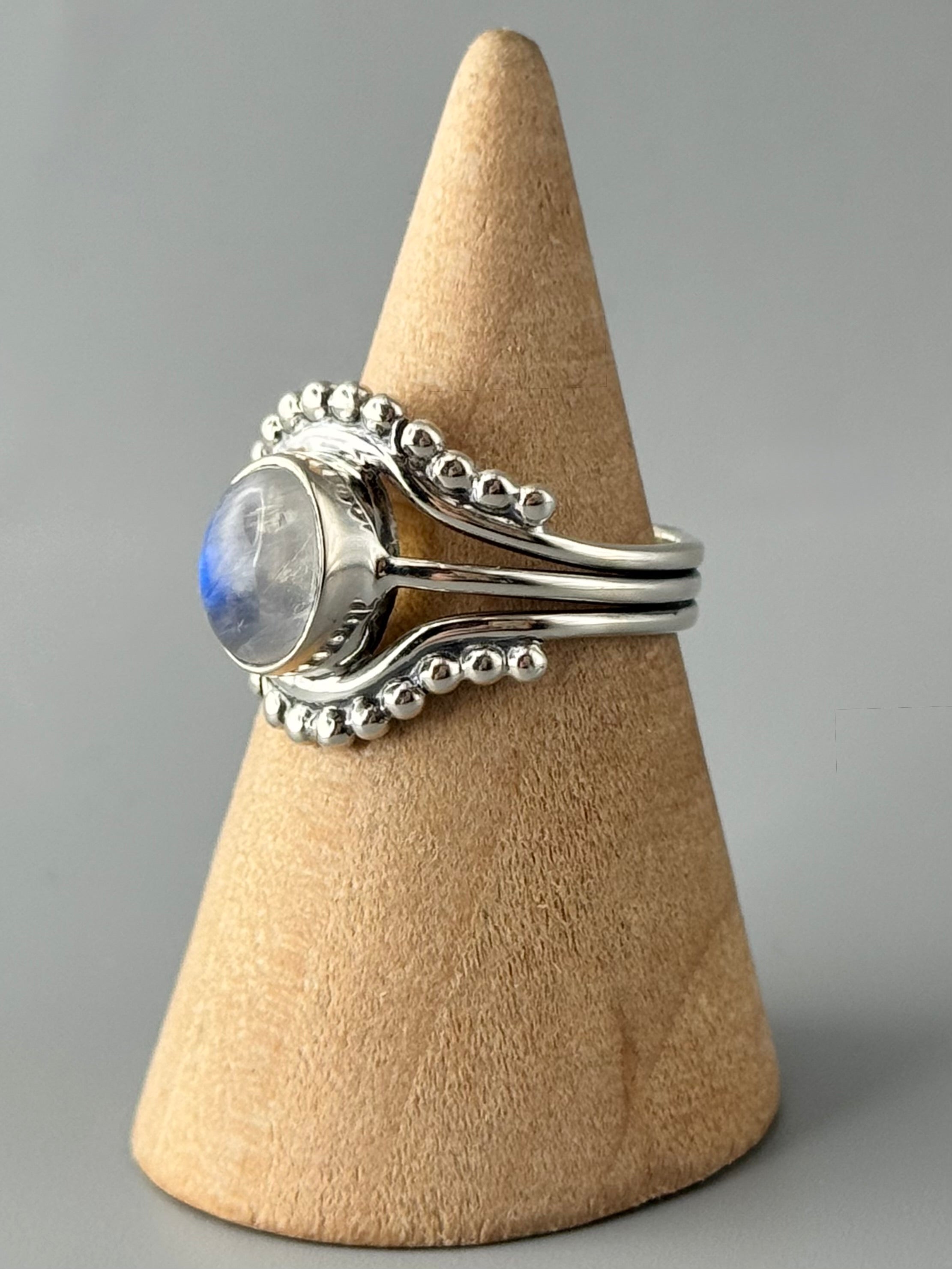 •RAINBOW MOONSTONE - EYE OF THE STORM• sterling silver ring (various sizes)