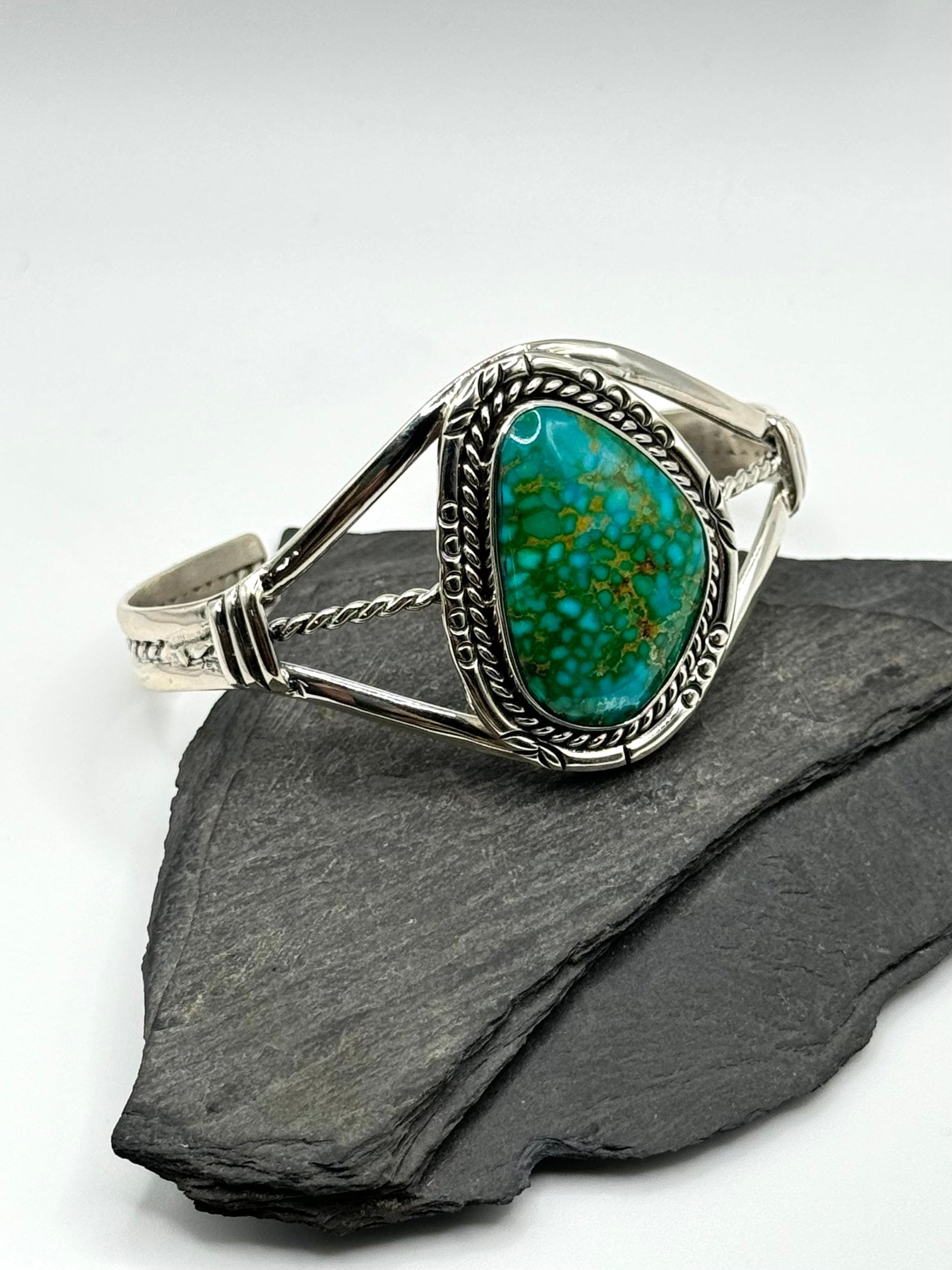 •SONORAN GOLD TURQUOISE - BIGGIE• Navajo silver cuff bracelet (7" +/-)