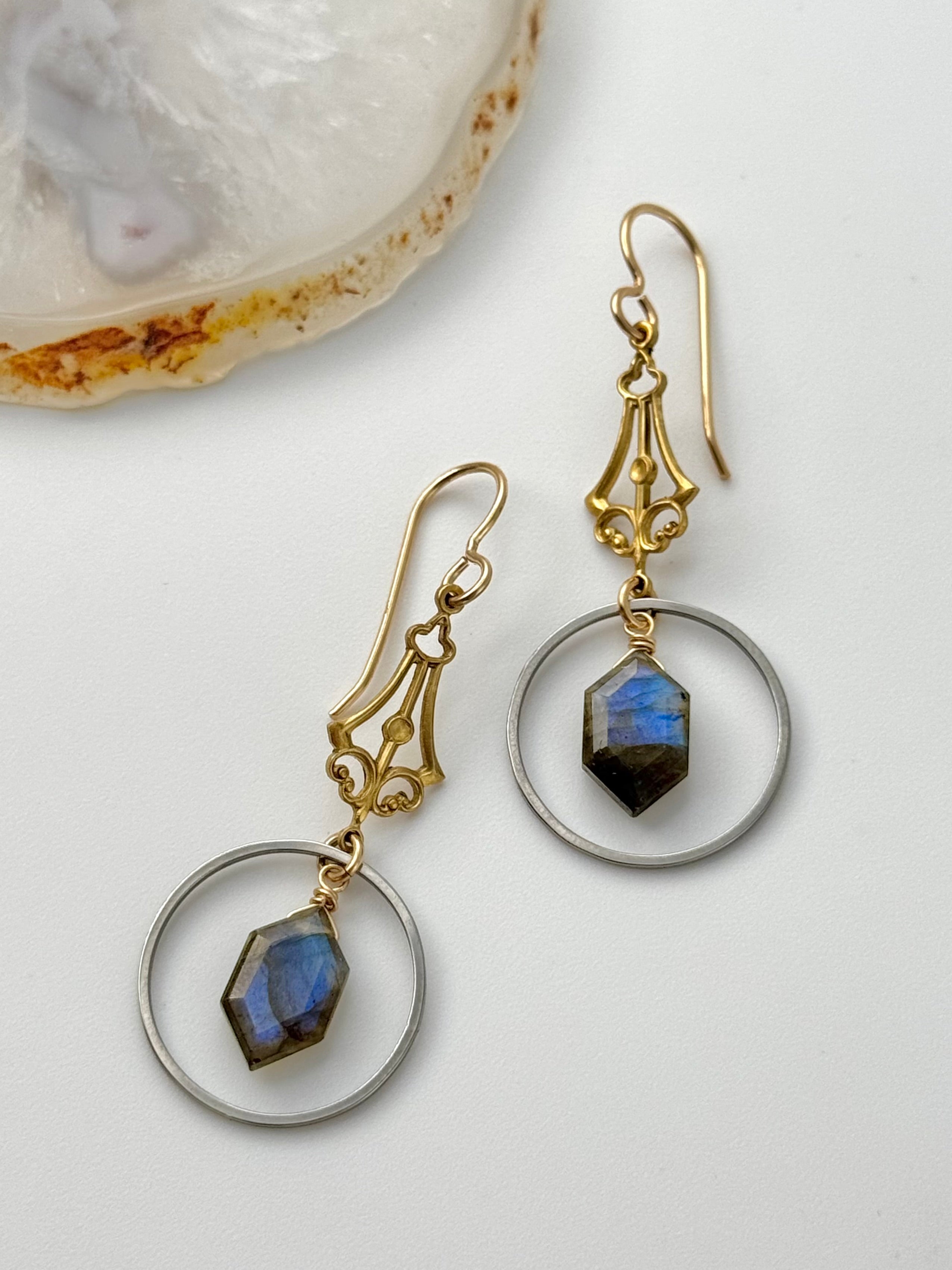 •VIOLA• labradorite + mixed metal dangle earrings