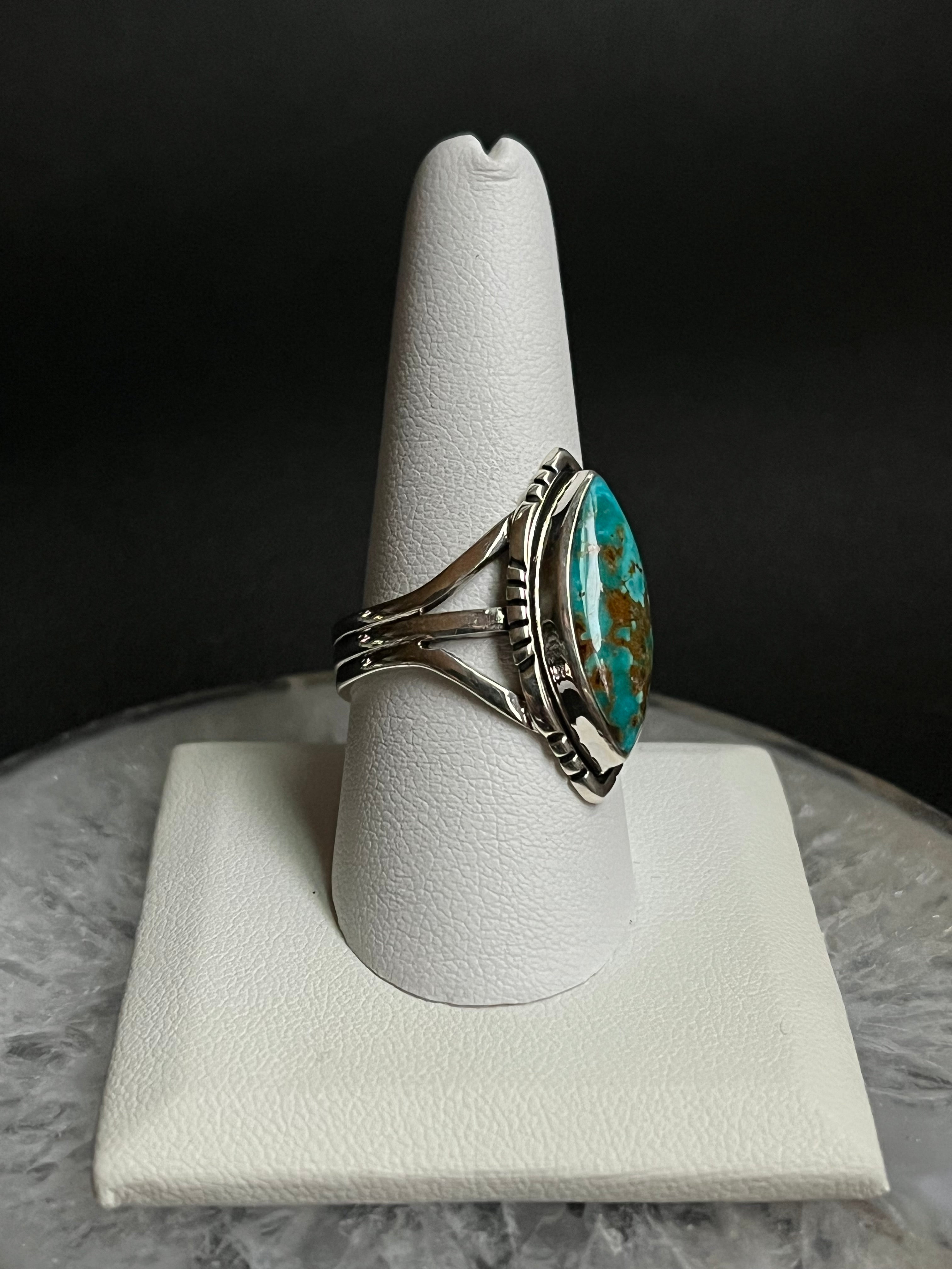 •SONORAN GOLD TURQUOISE• Navajo silver ring - size 9.75