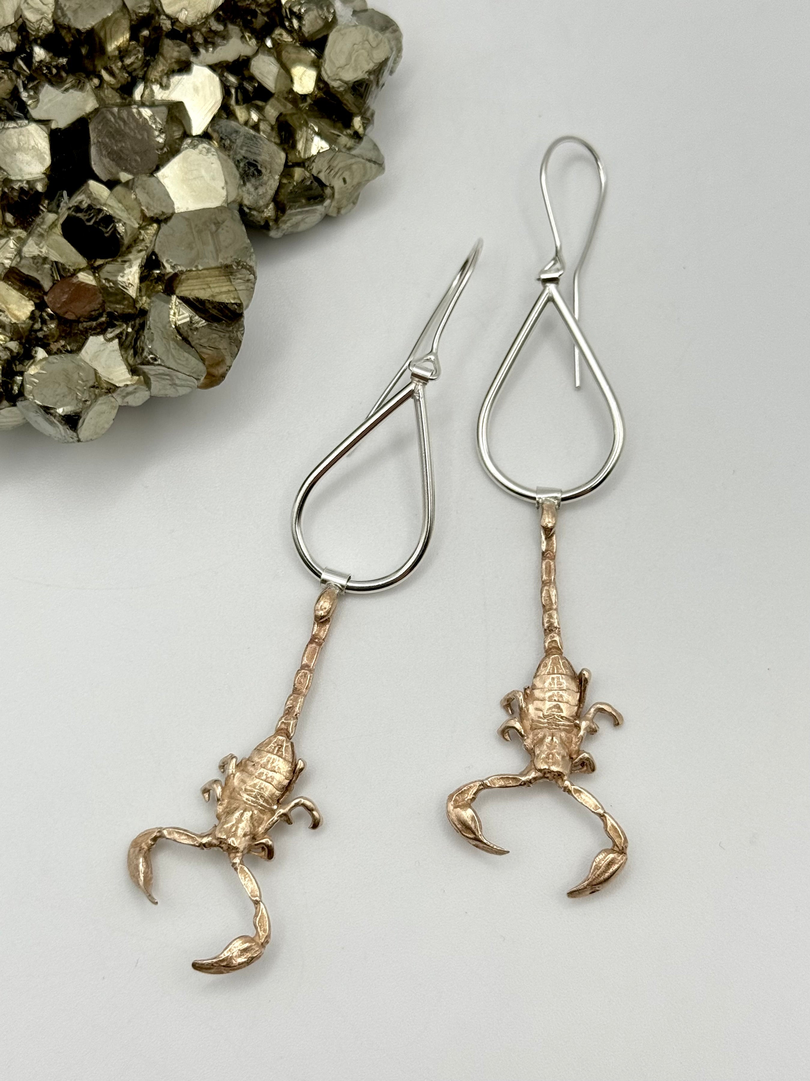 •SCORPION TEARDROP• mixed metal dangle earrings