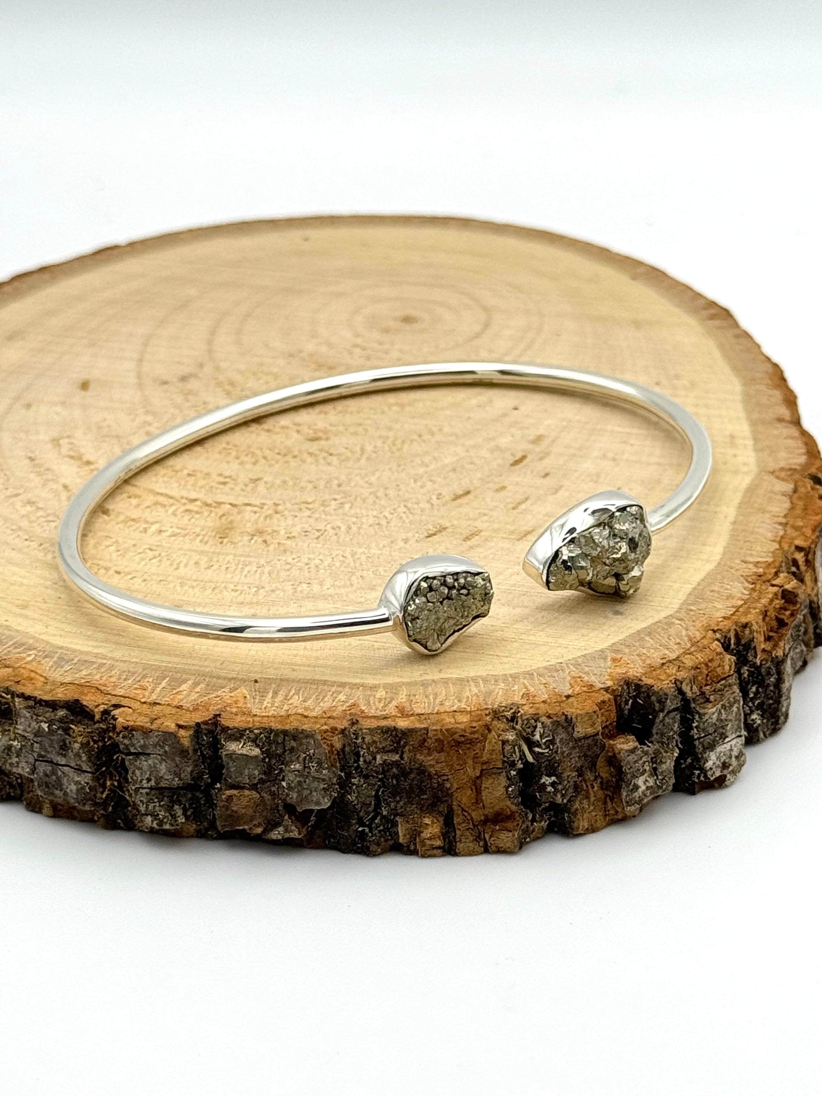 •ORGANIC FREEFORMS• pyrite + silver twist-on cuff bracelet