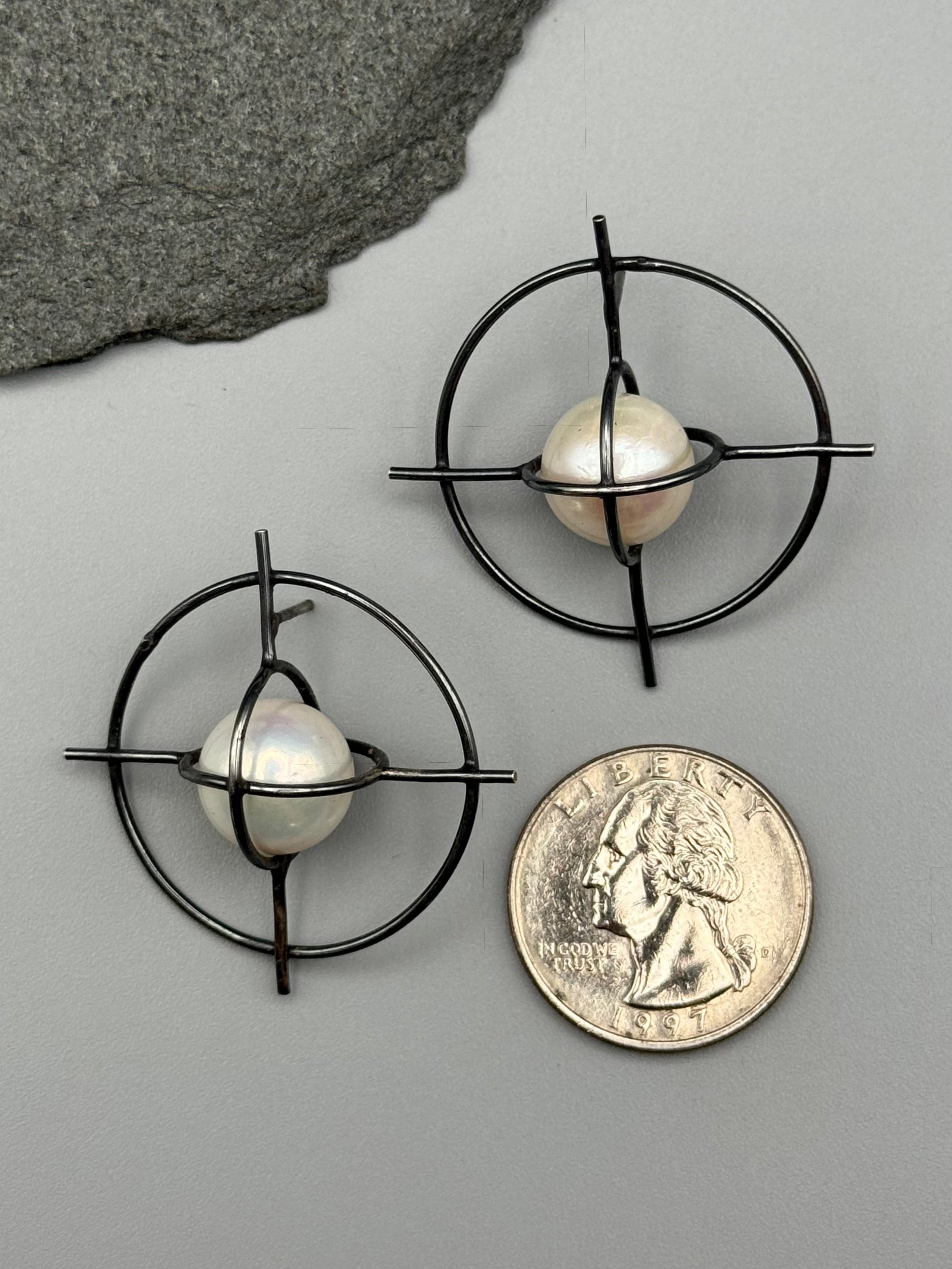 •AXIS• pearl + silver post earrings