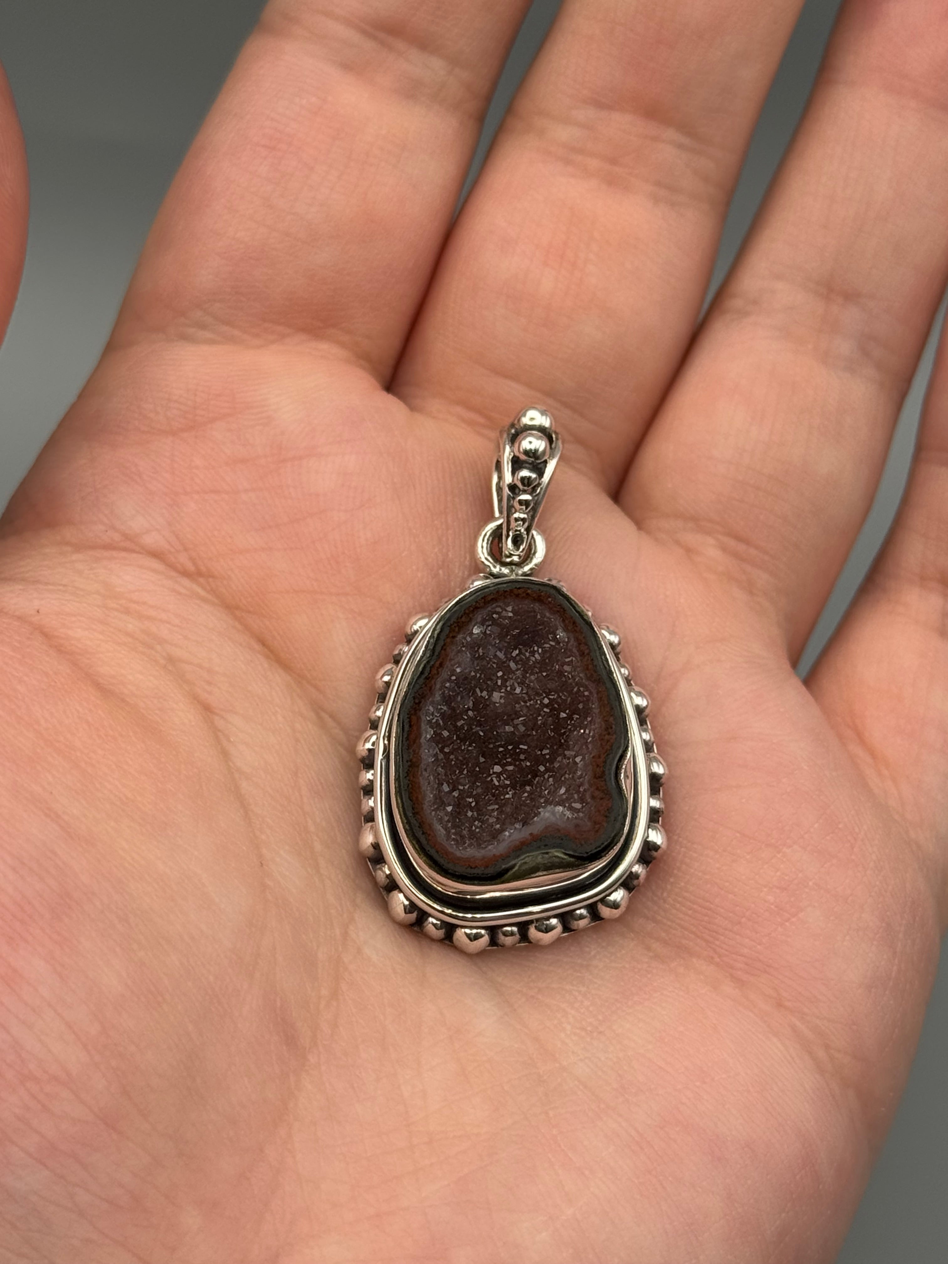 •COCONUT DRUZY - DOTTED FREEFORM 2• sterling silver pendant
