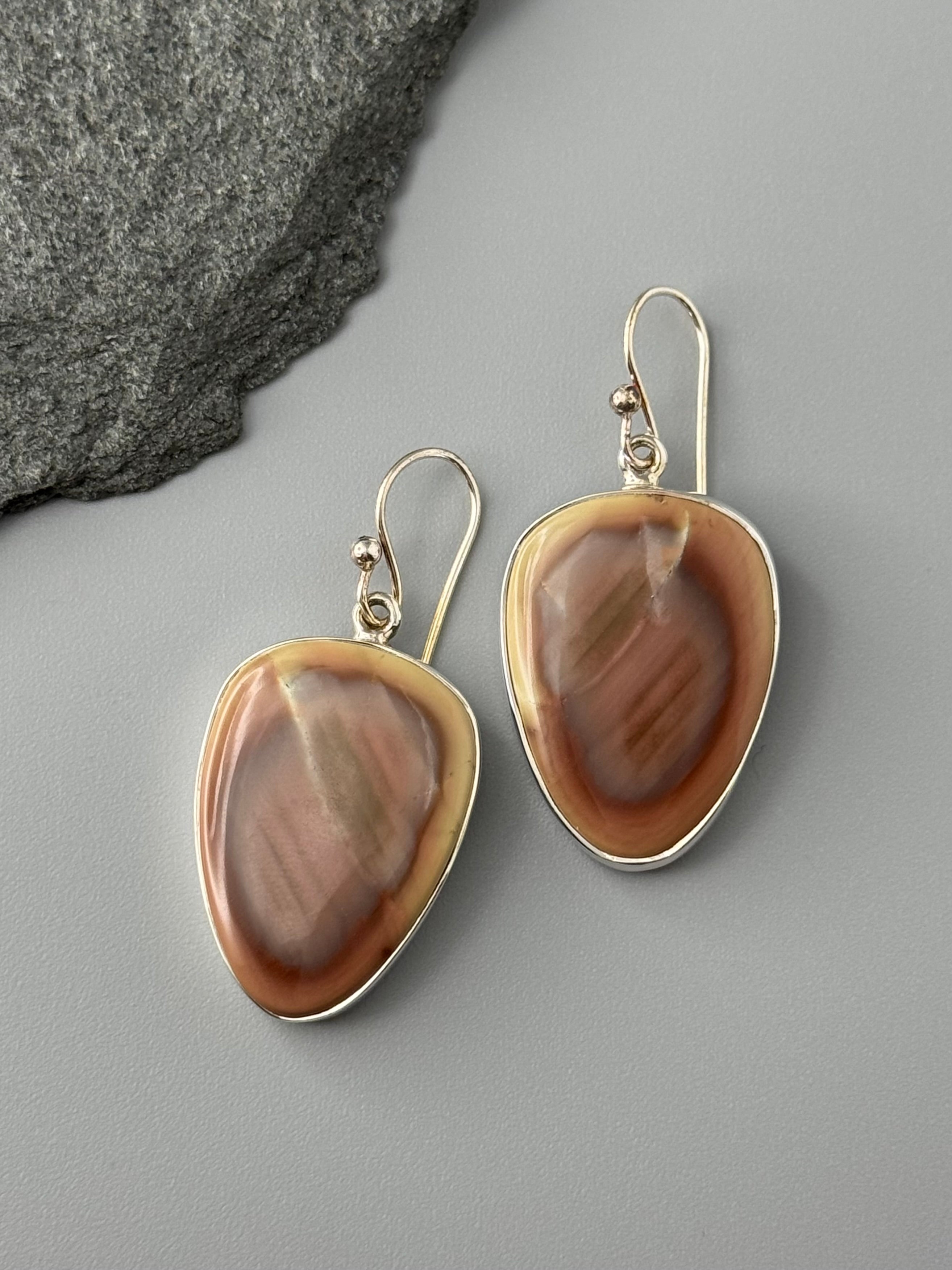 •IMPERIAL JASPER - ROUNDED SPEAR TEAR• silver dangle earrings