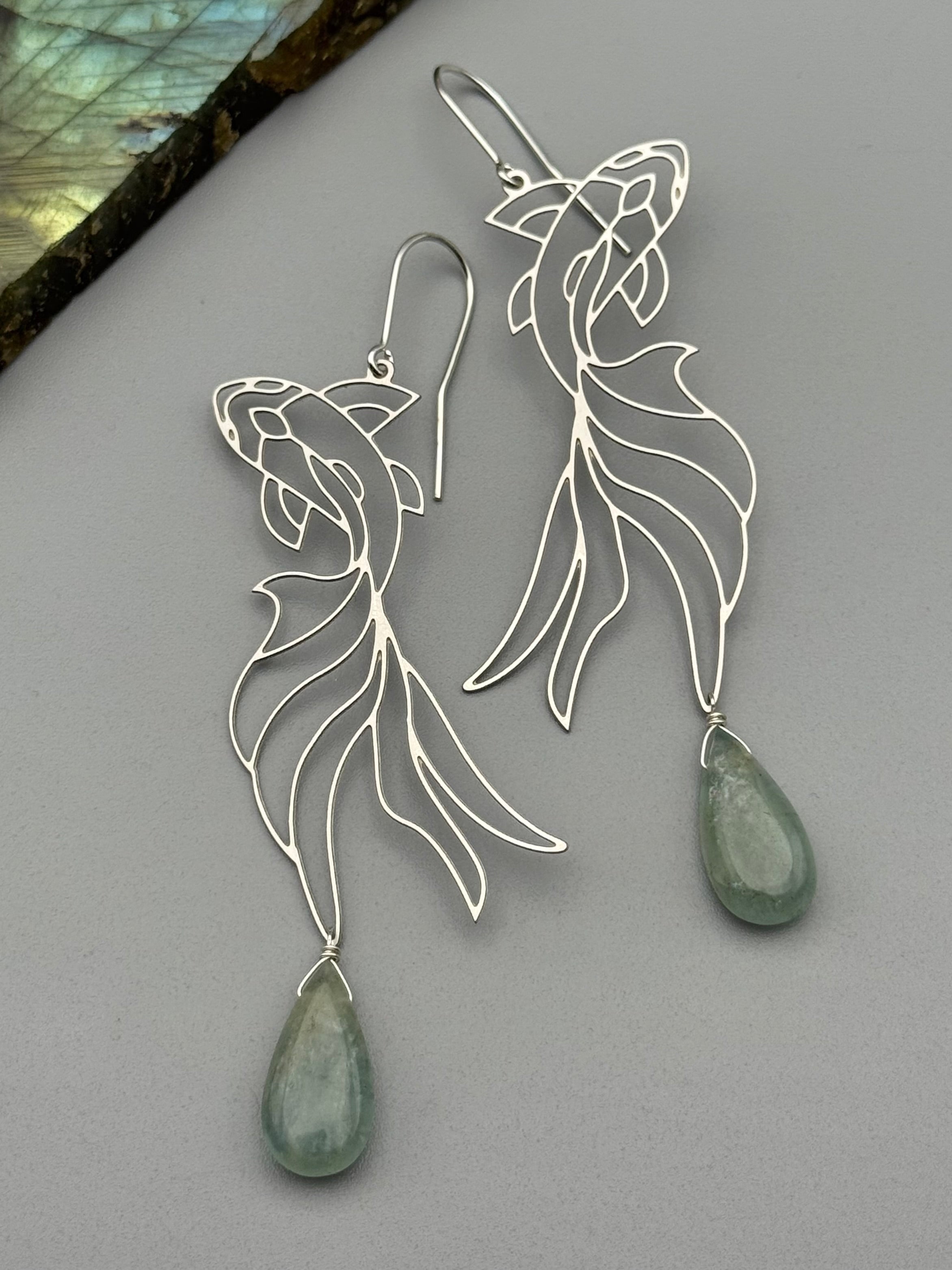 •KOI• aquamarine + silver earrings
