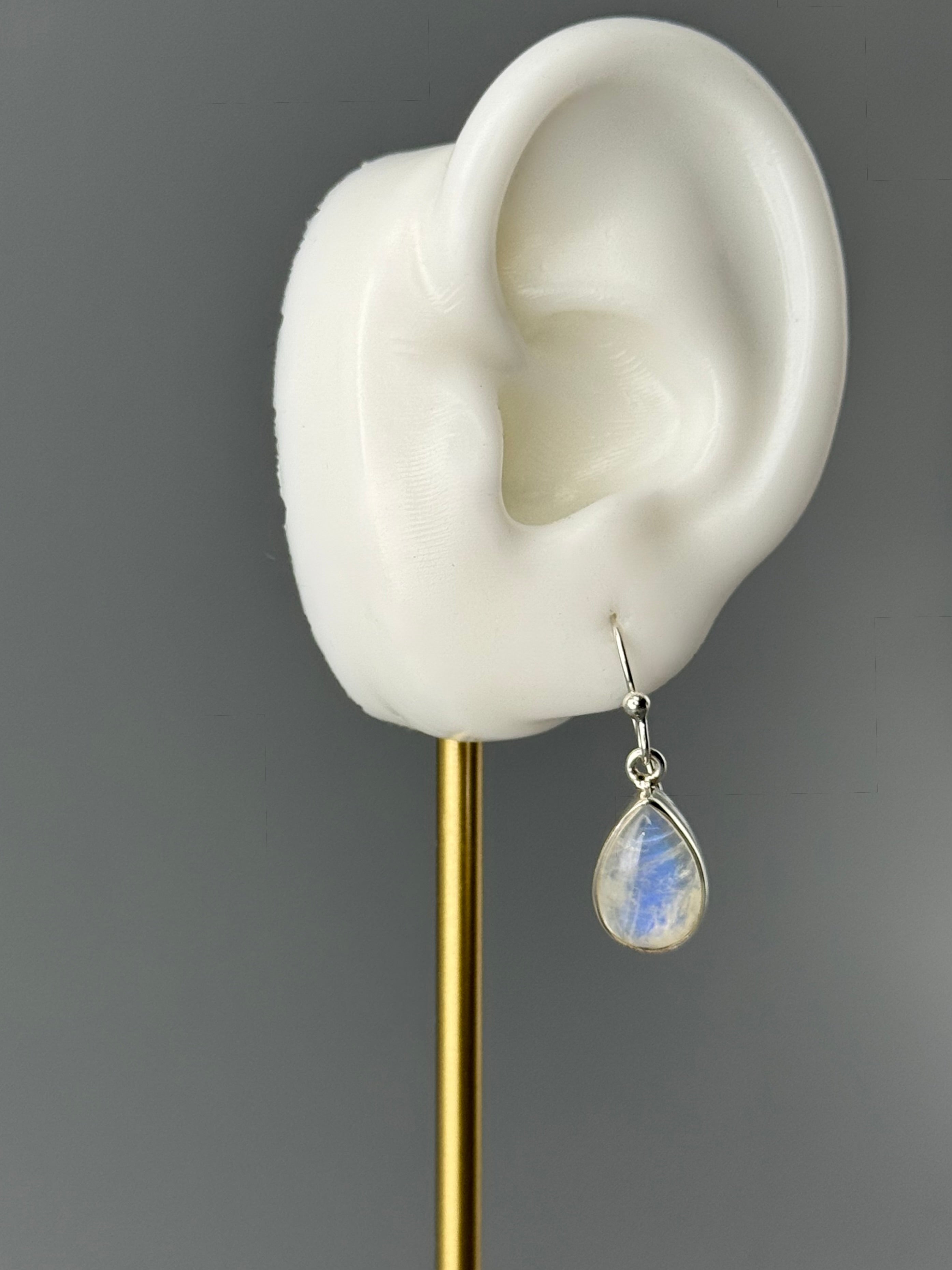•RAINBOW MOONSTONE - SMALL TEARDROP• silver dangle earrings
