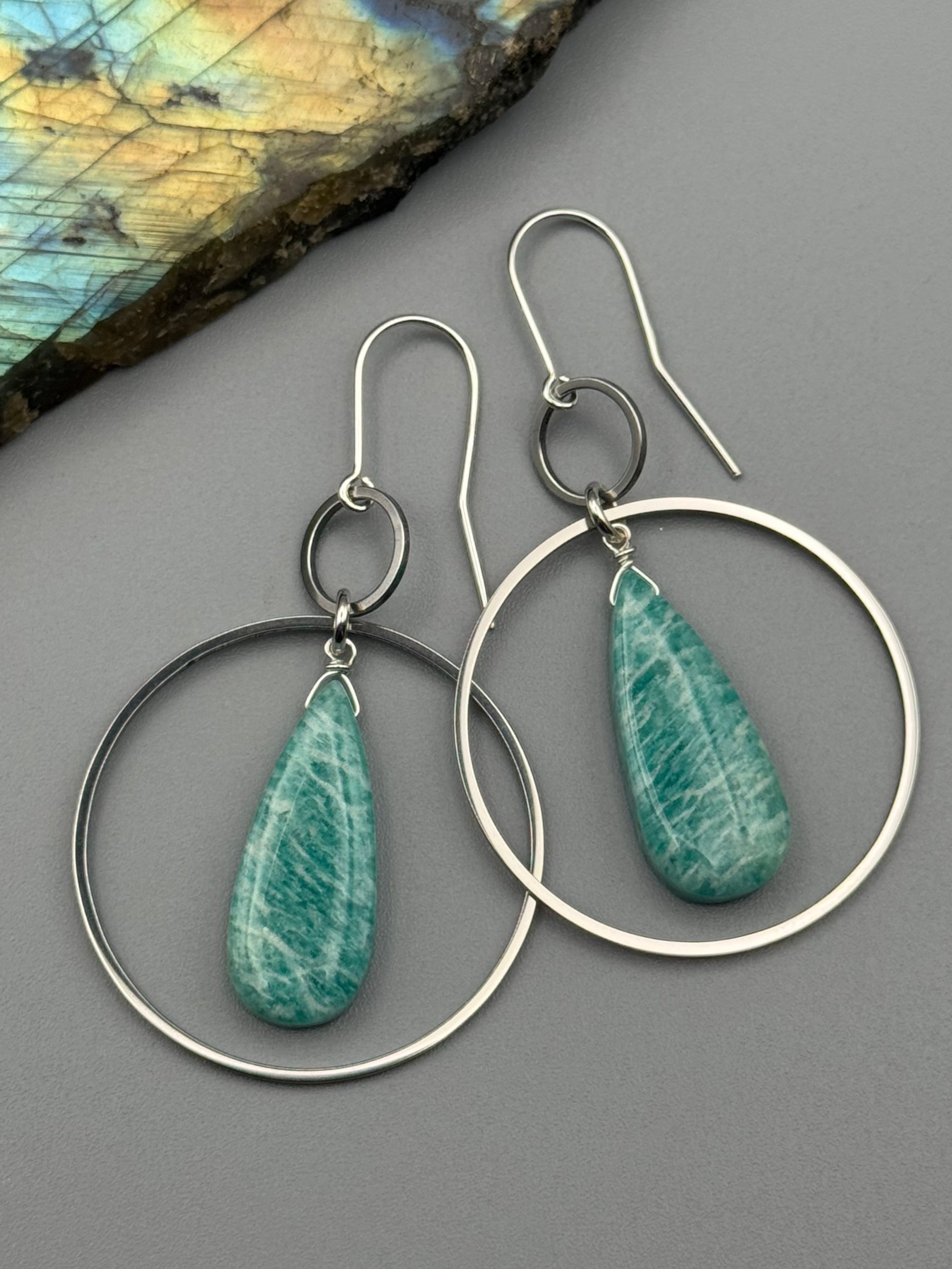 •EQUA-LUNA• amazonite tear + silver earrings