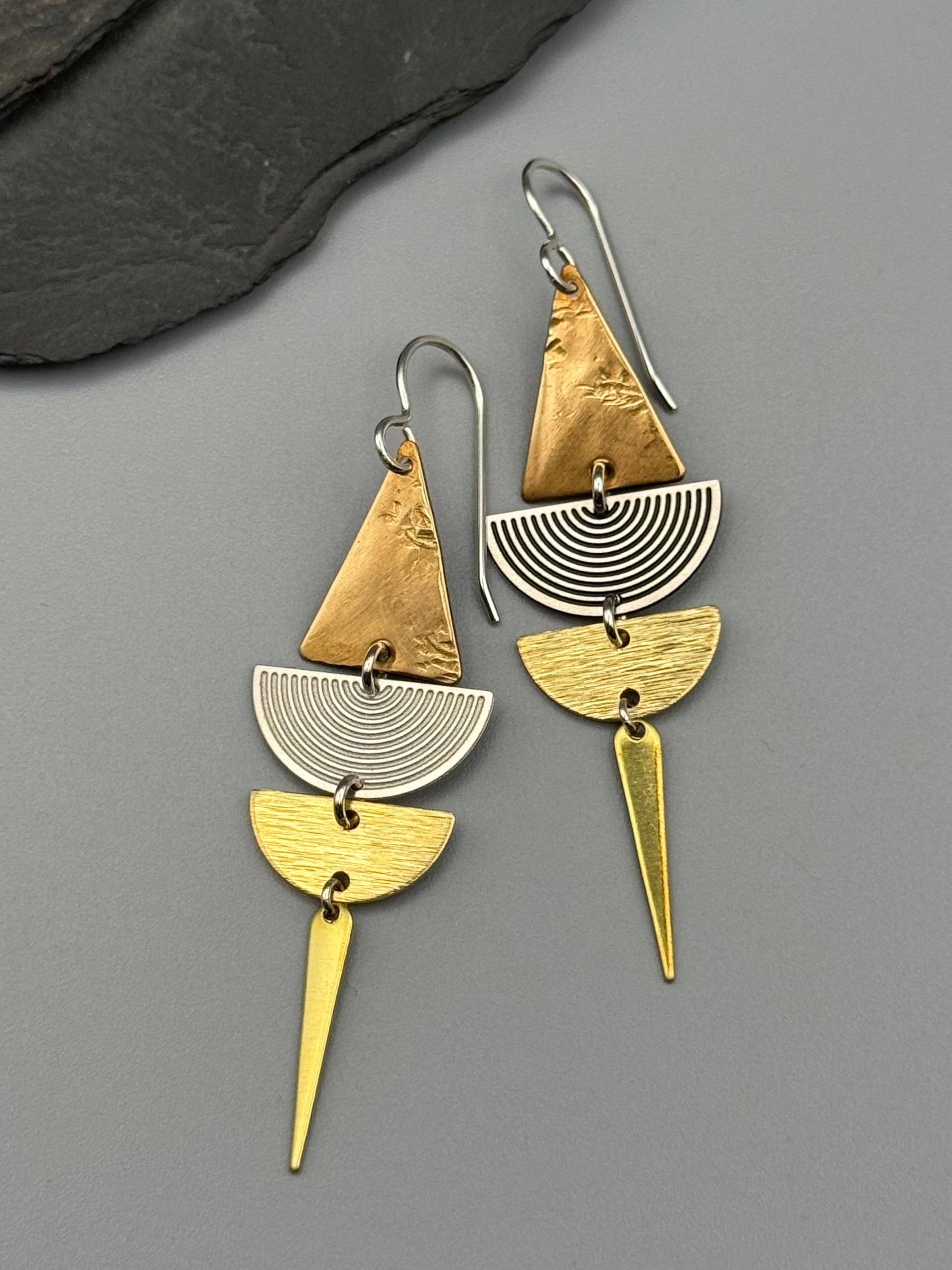 •SHAPE SHIFTER• mixed metal dangle earrings