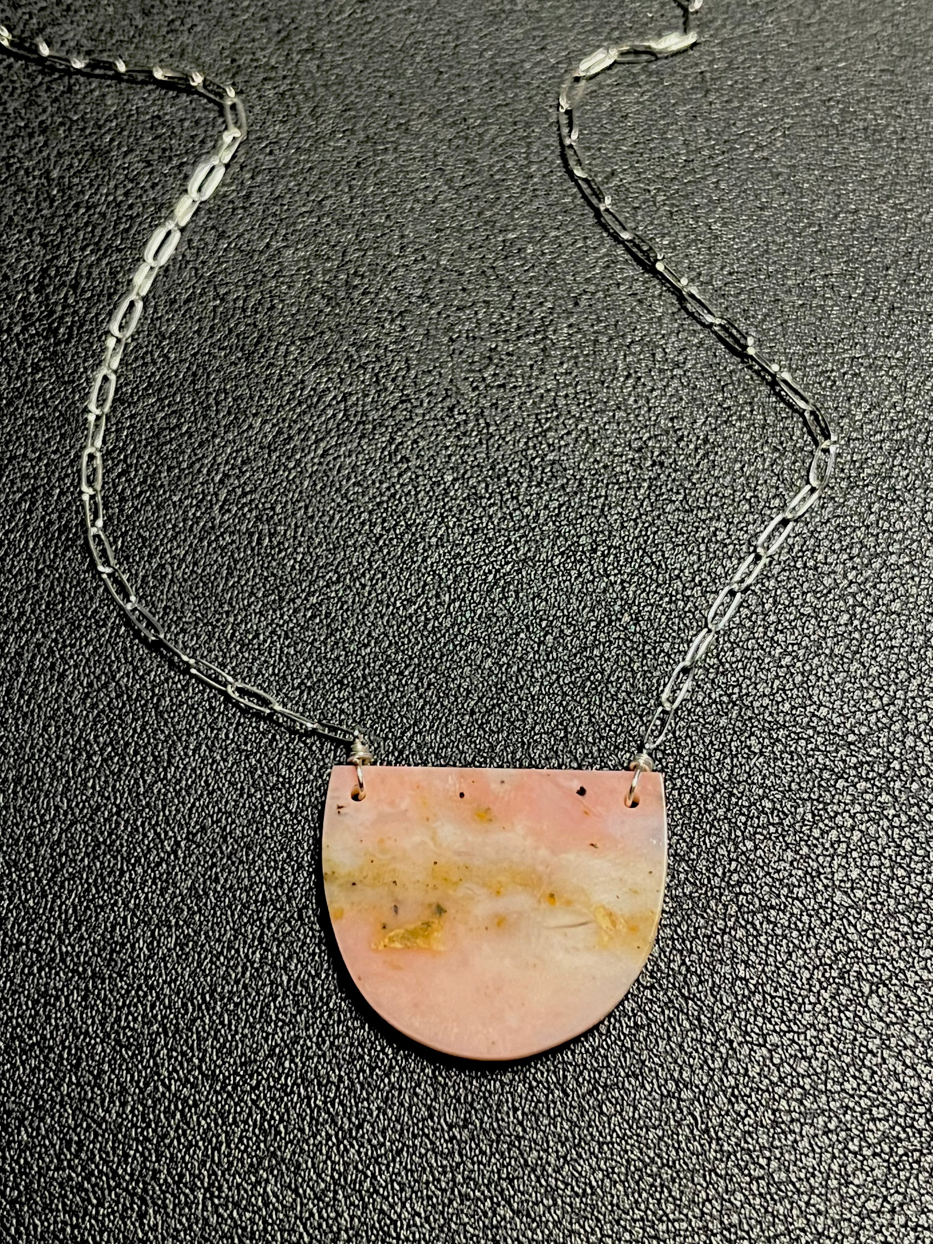 •AEON• pink opal + silver necklace (18"-20")
