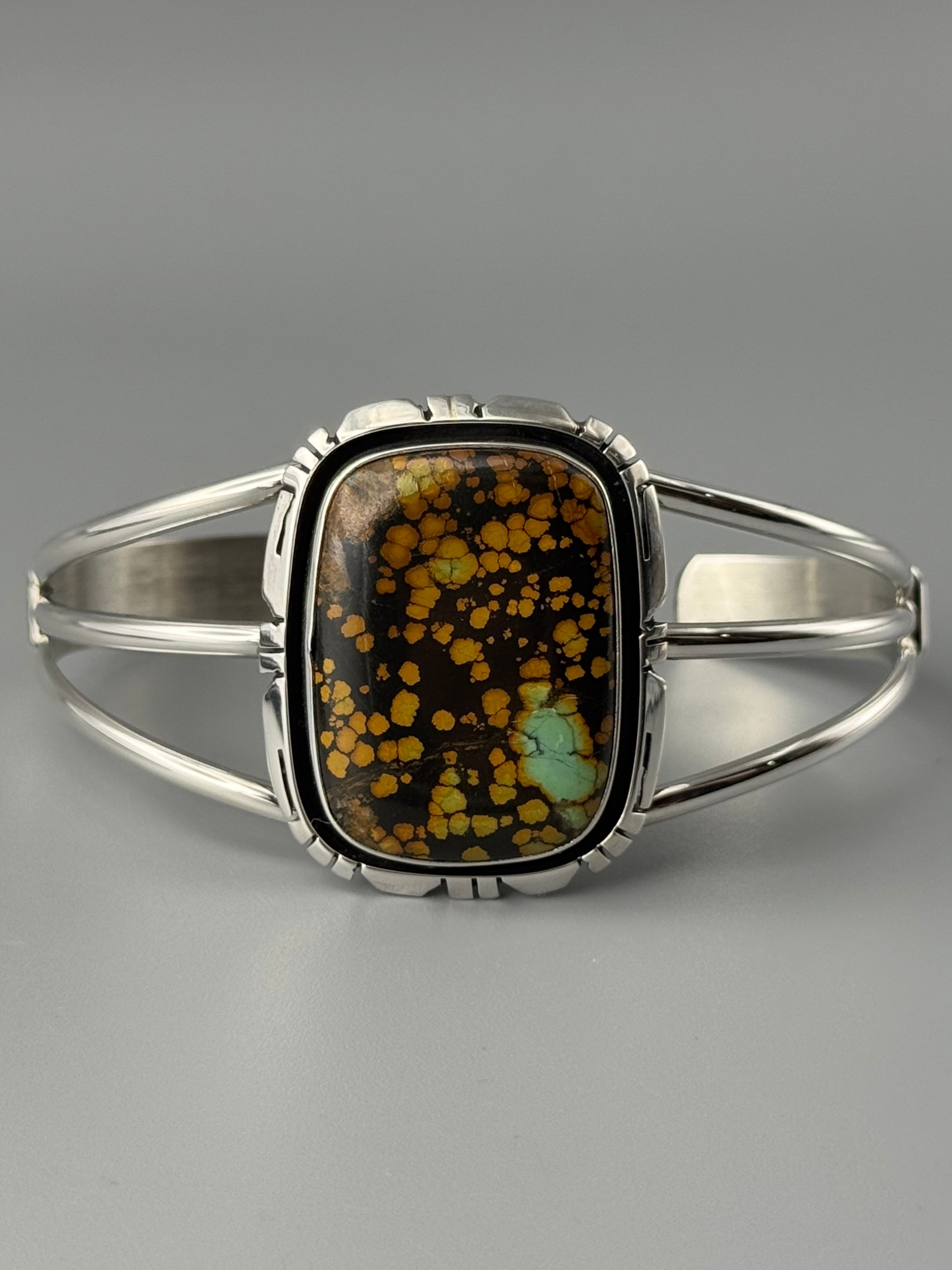 •BLACKJACK TURQUOISE - STORM• Navajo sterling silver cuff bracelet (7.5" +/-)