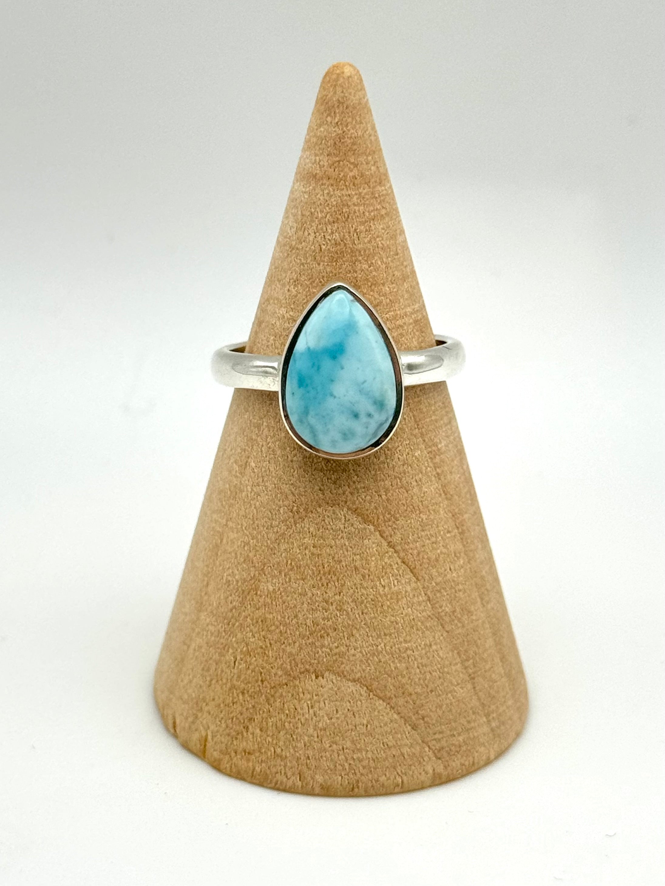 •LARIMAR - MEDIUM TEARDROP• silver ring (size 6.25)