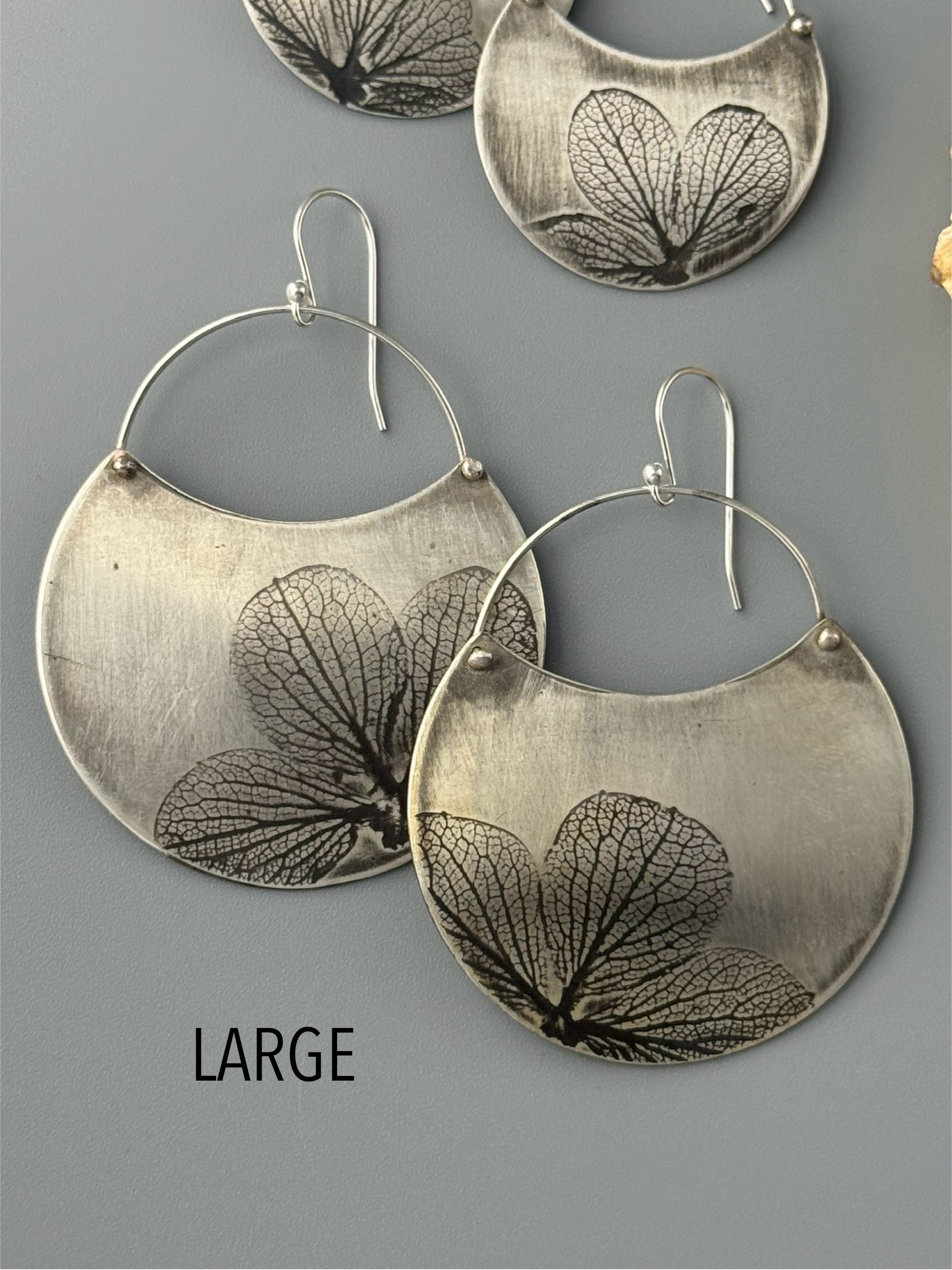 •HYDRANGEA CRESCENT• silver dangle earrings