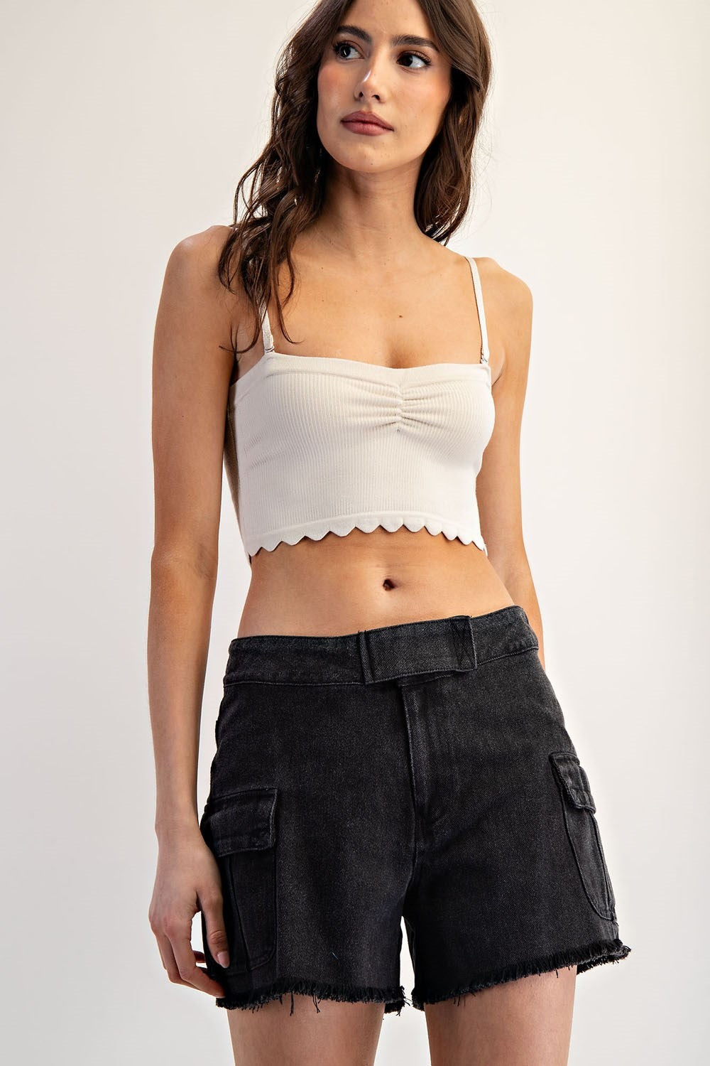 •MARLEY• mineral washed denim shorts