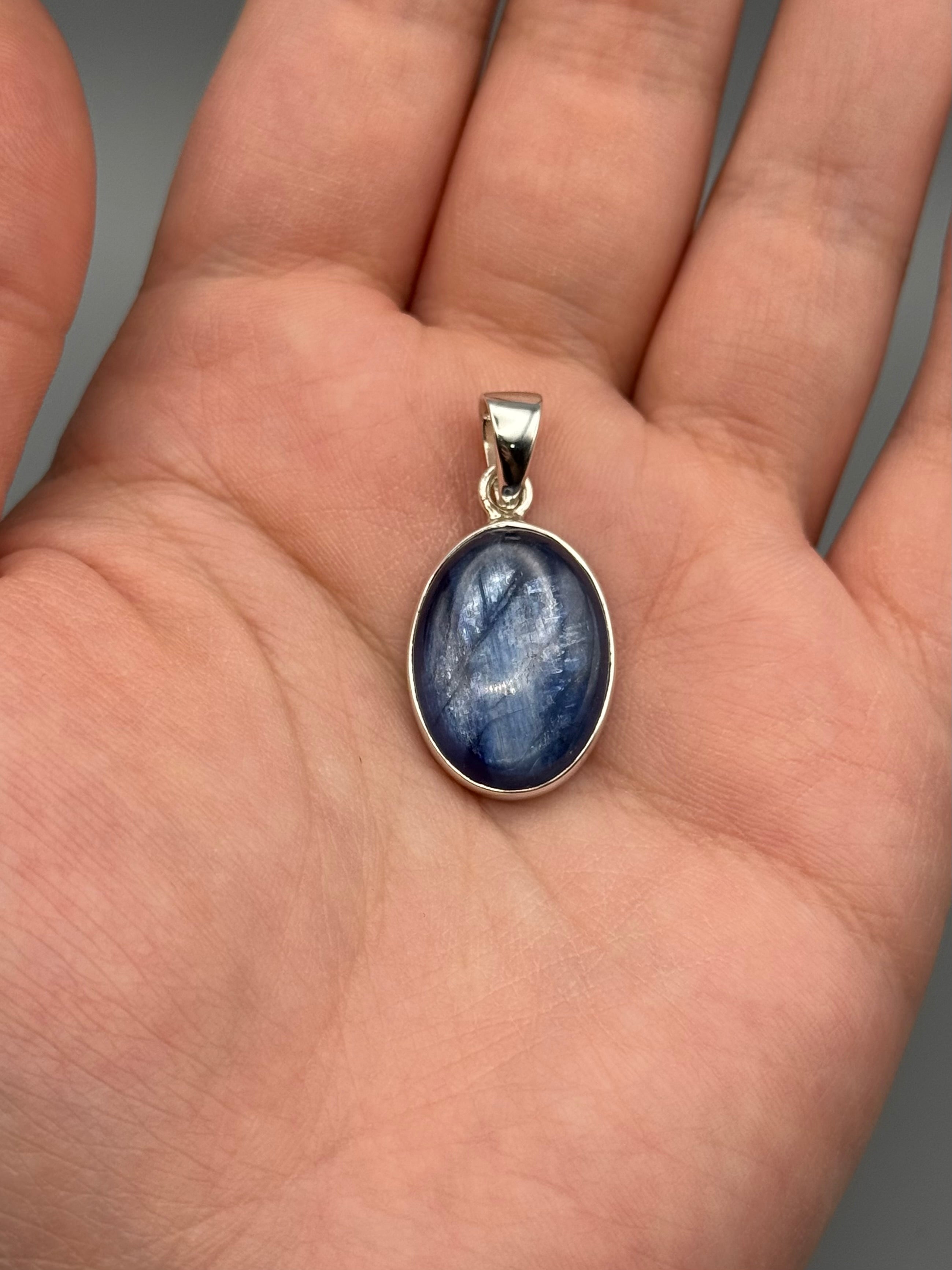 •KYANITE - LIL' OVAL• sterling silver pendant