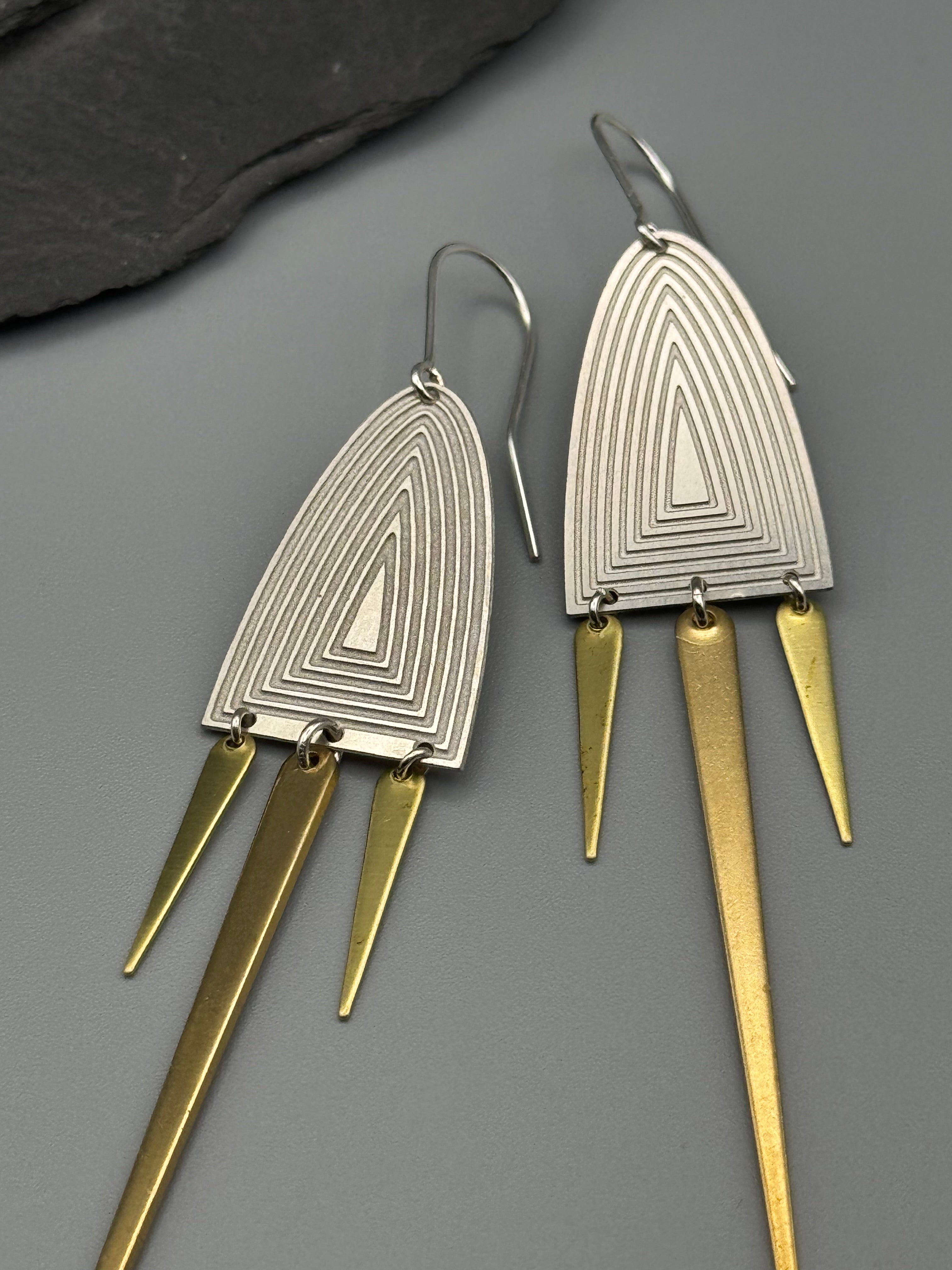 •PORTAL CASCADE• mixed metal dangle earrings