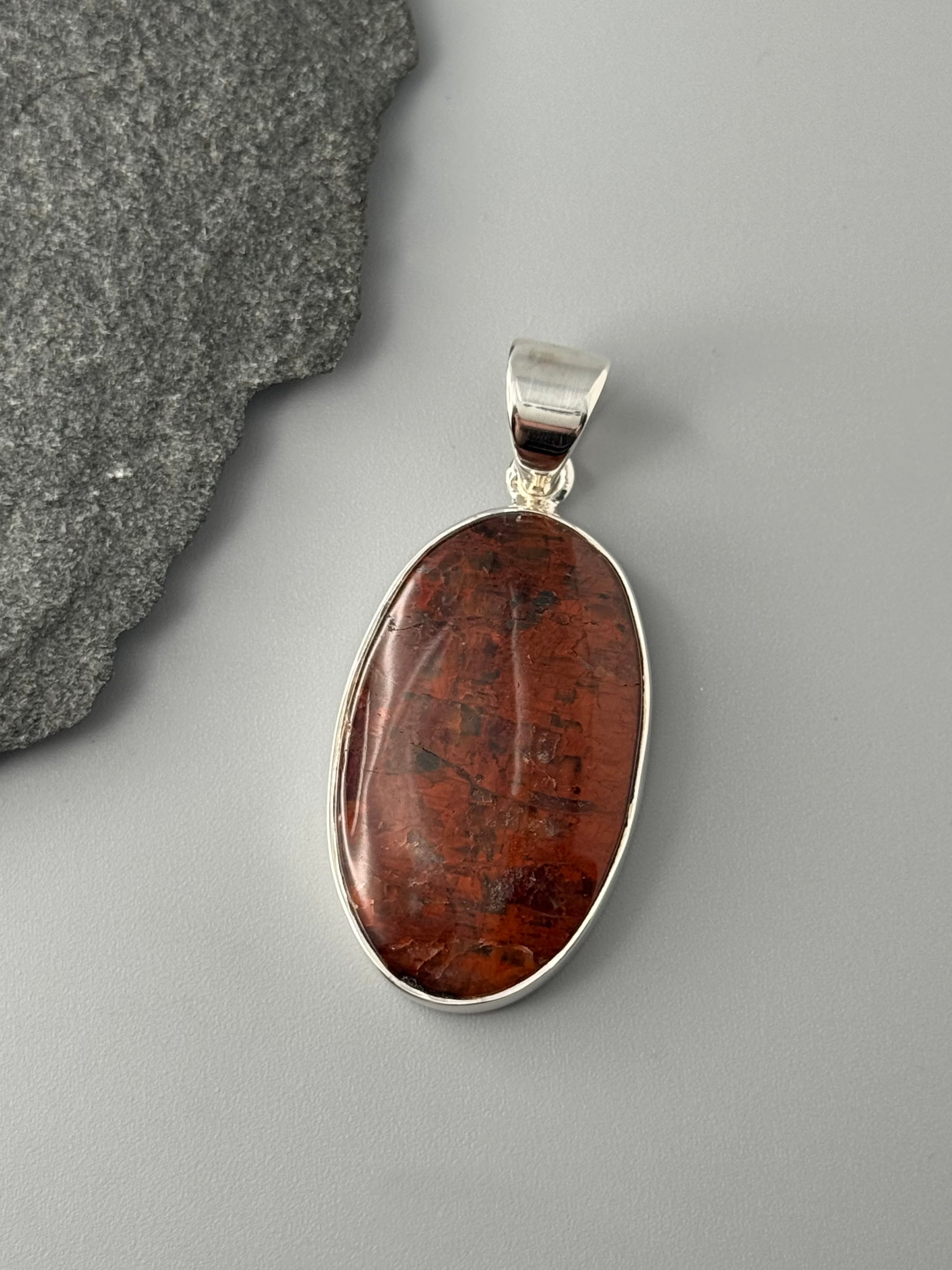 •RED PIETERSITE - SMALL OVAL• sterling silver pendant