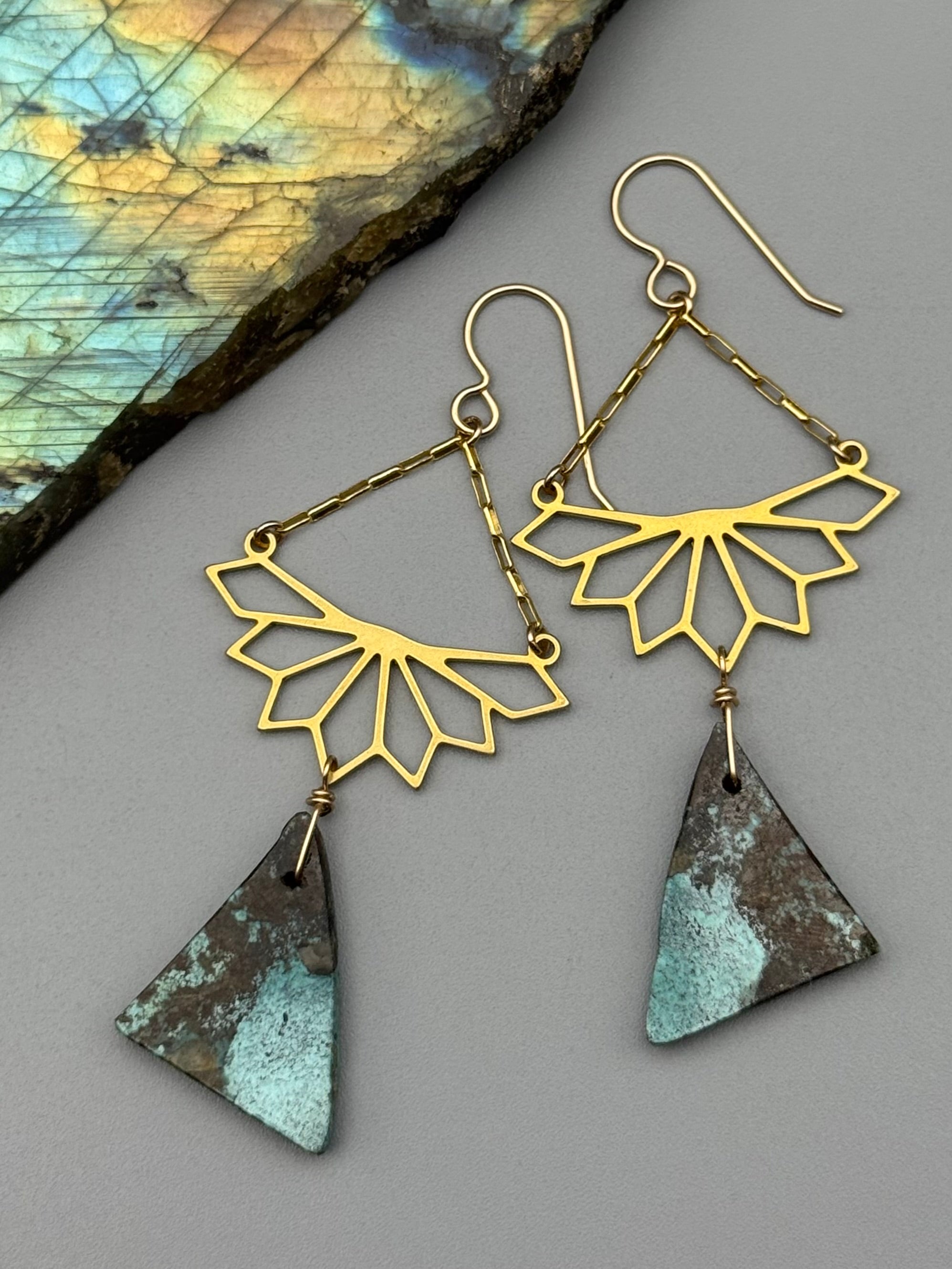 •RISE ABOVE• turquoise slab + gold earrings