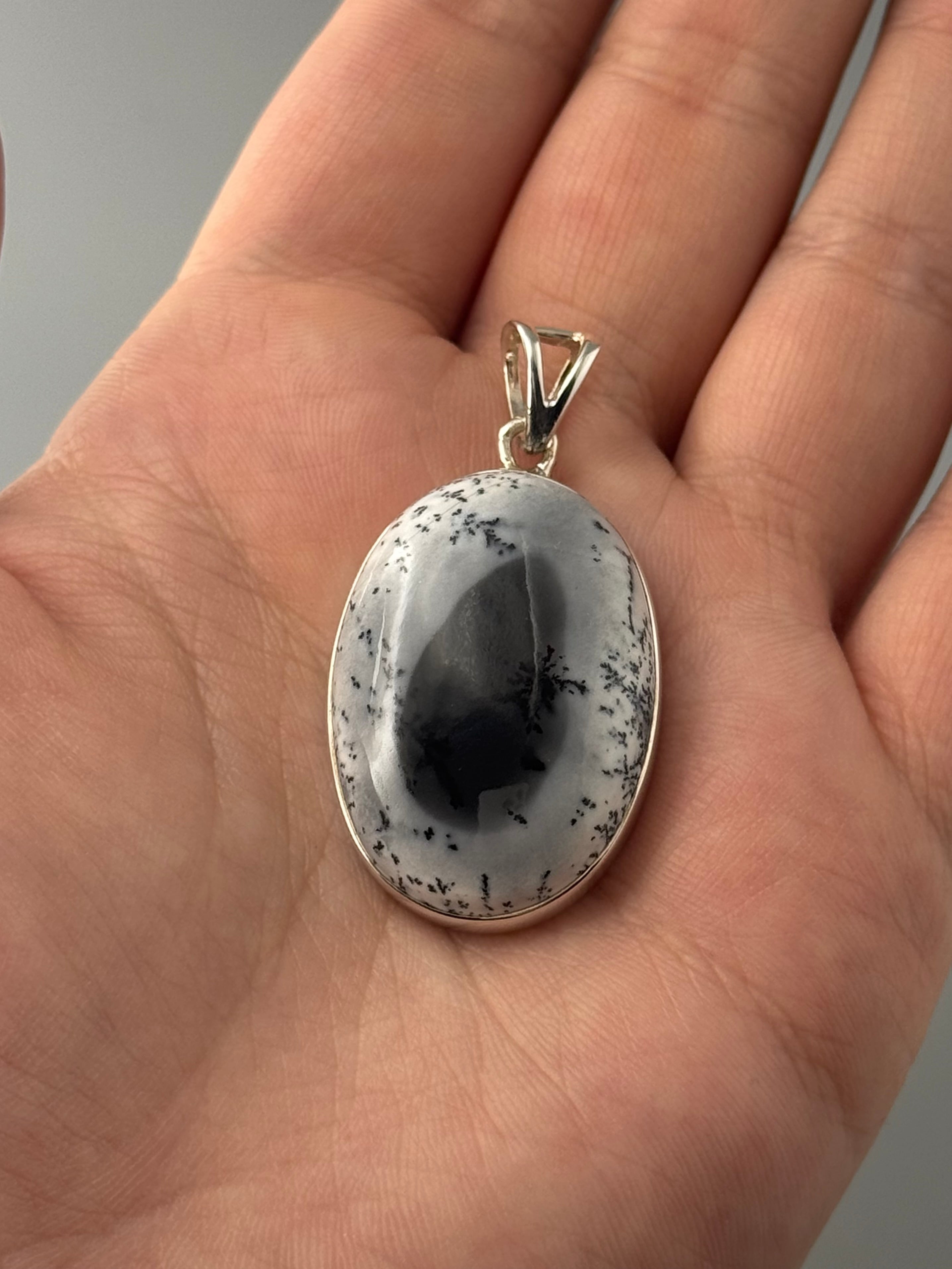 •DENDRITIC OPAL - SMALL OVAL• sterling silver pendant