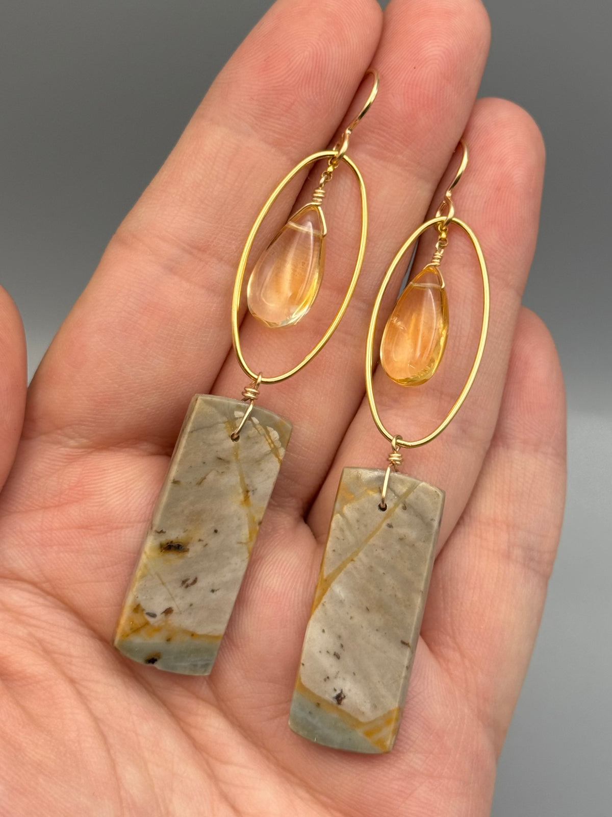 •LUNA• citrine + jasper gold earrings