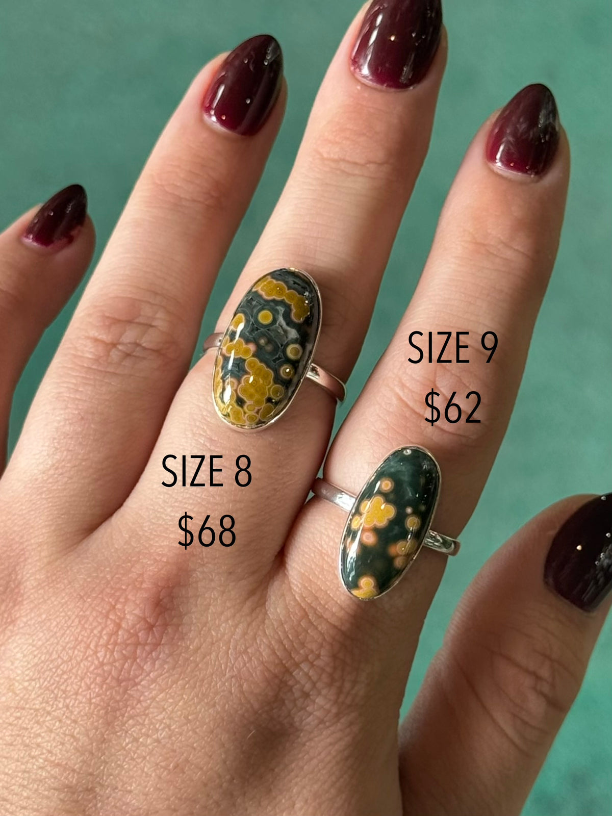 •OCEAN JASPER - LIL' LONG OVAL• sterling silver ring (various sizes)