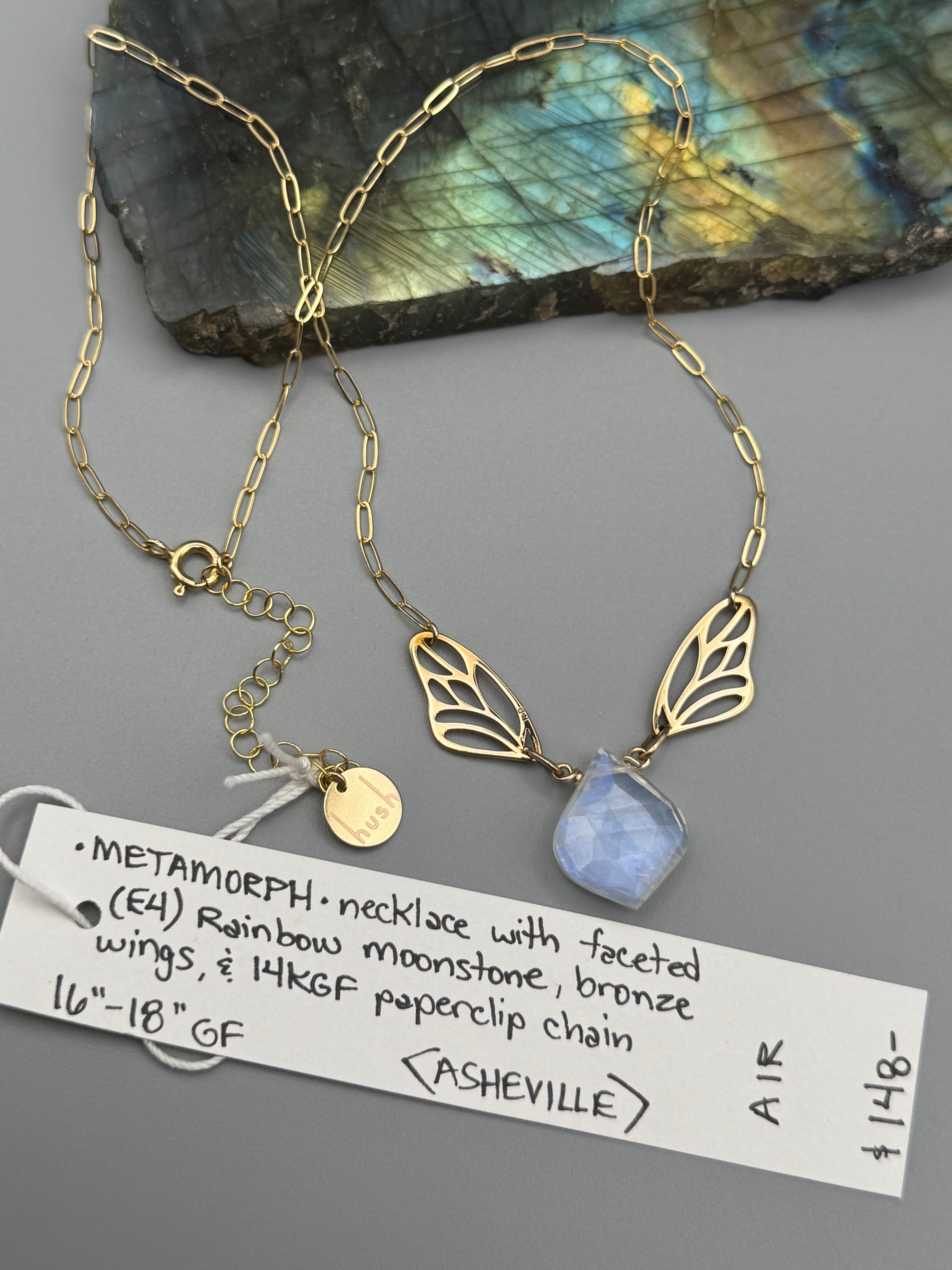 •METAMORPH• rainbow moonstone + gold necklace (16"-18" long)