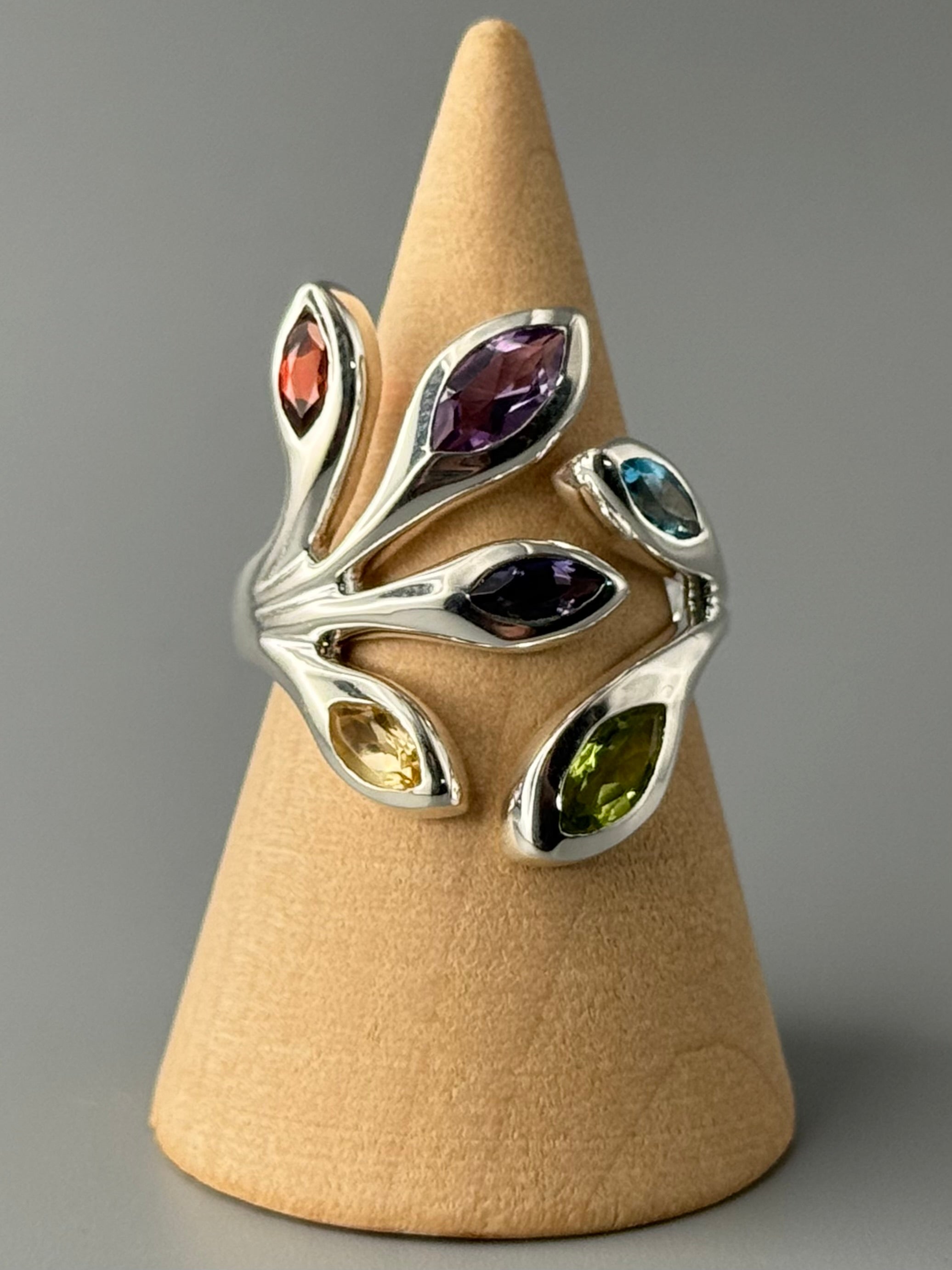 •MULTI STONE - LÓRIEN• adjustable silver ring (various sizes)