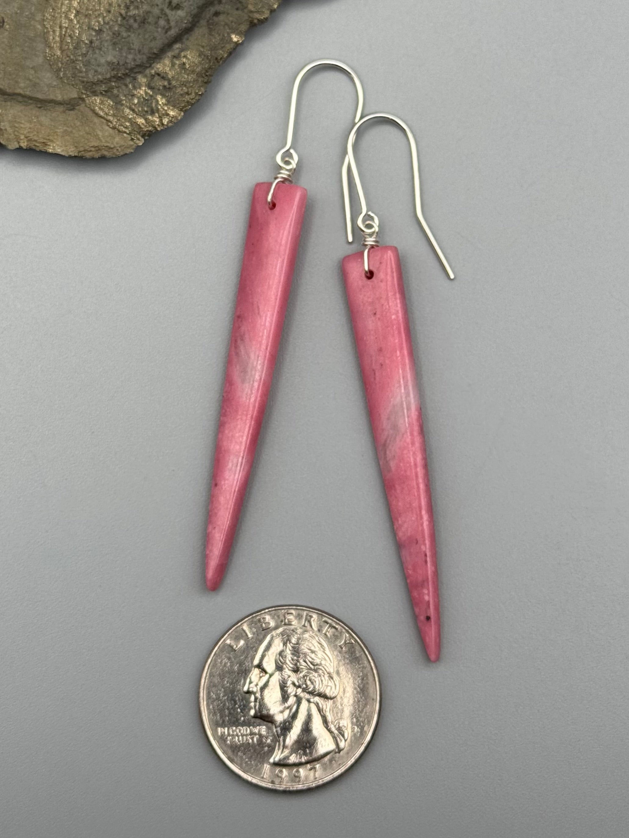 •STRAY• rhodonite in quartz + silver earrings