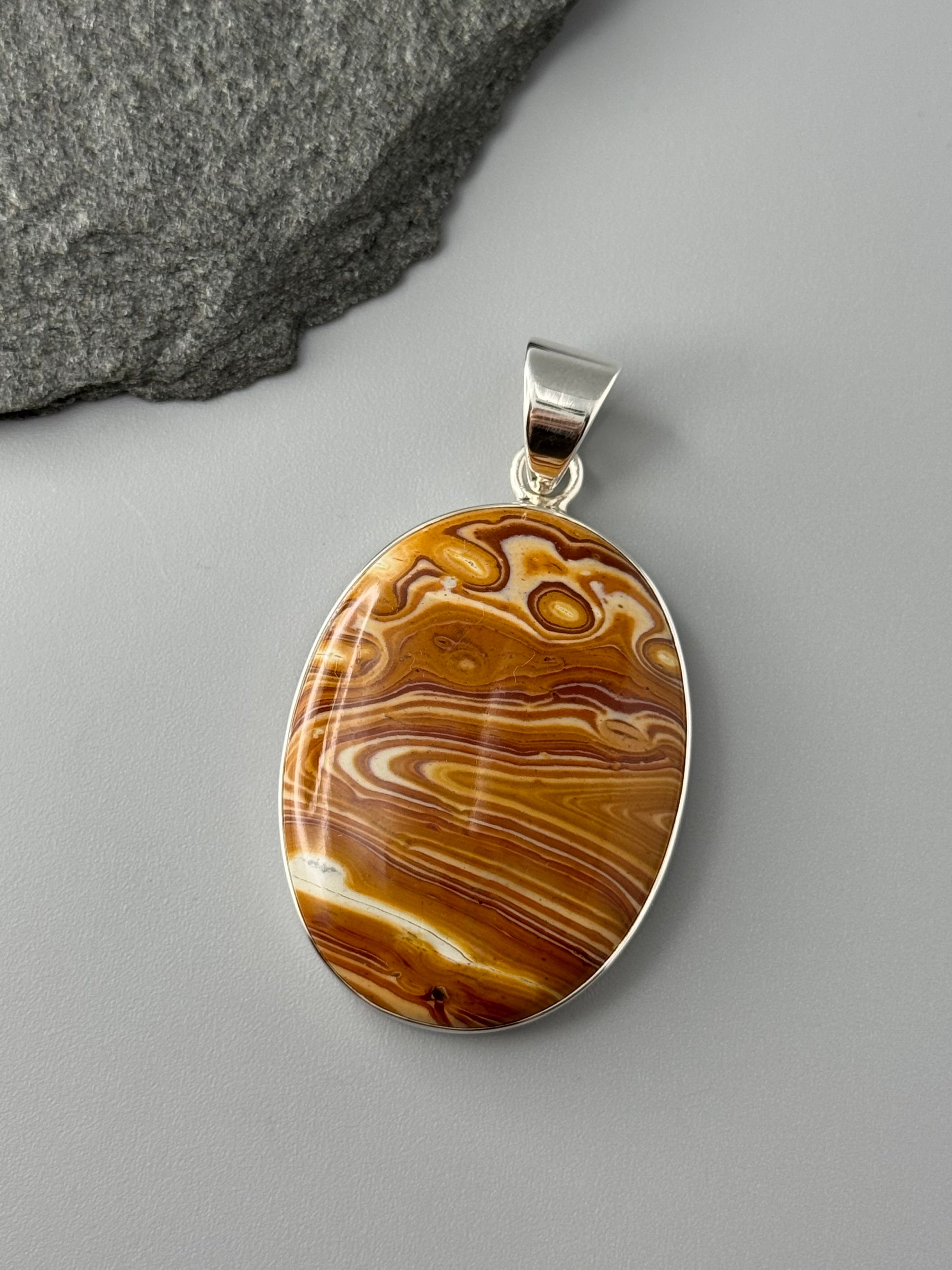 •WALNUT JASPER - OVAL• sterling silver pendant