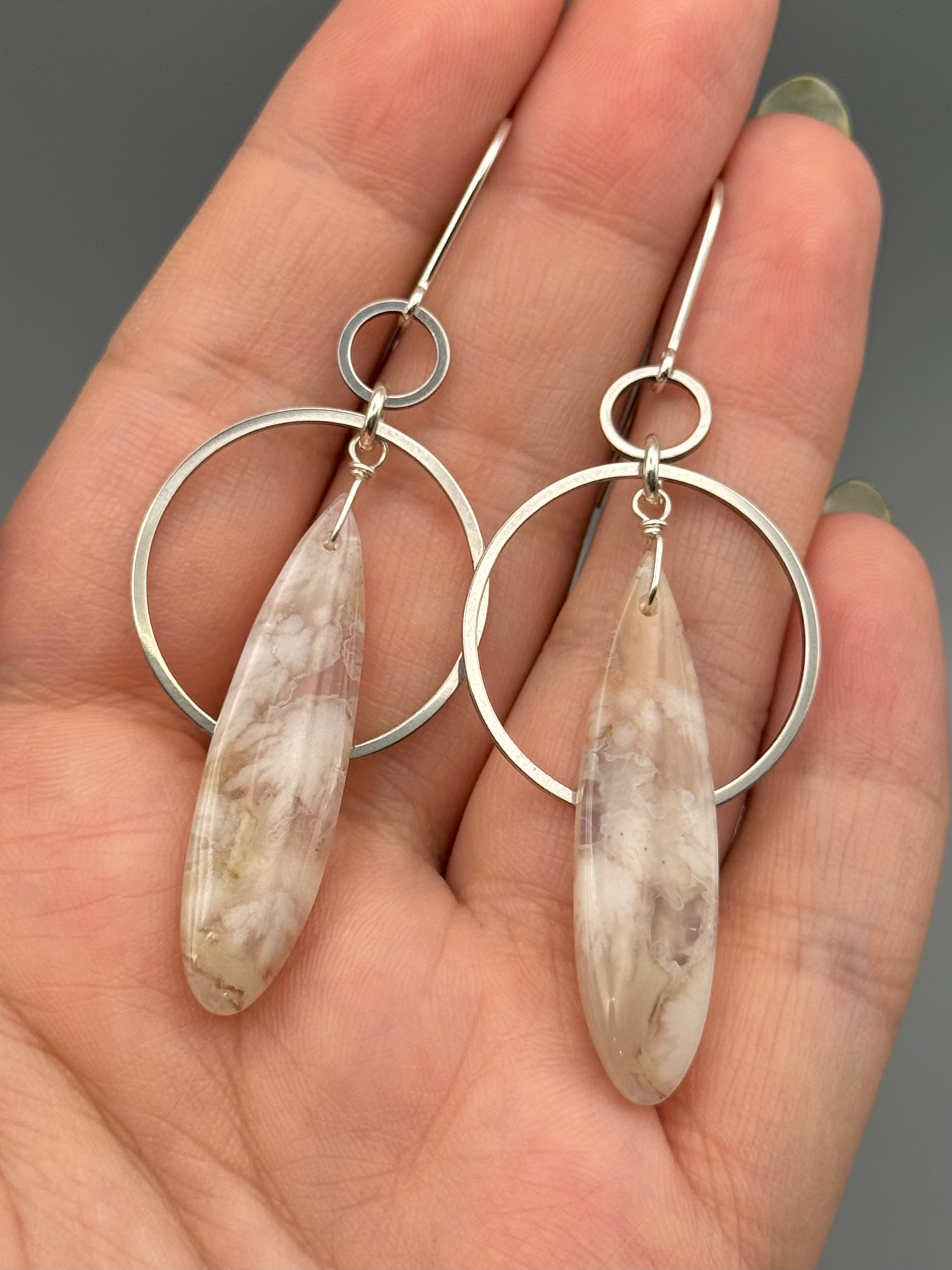 •EQUA-ORBIT• cherry blossom agate + silver earrings