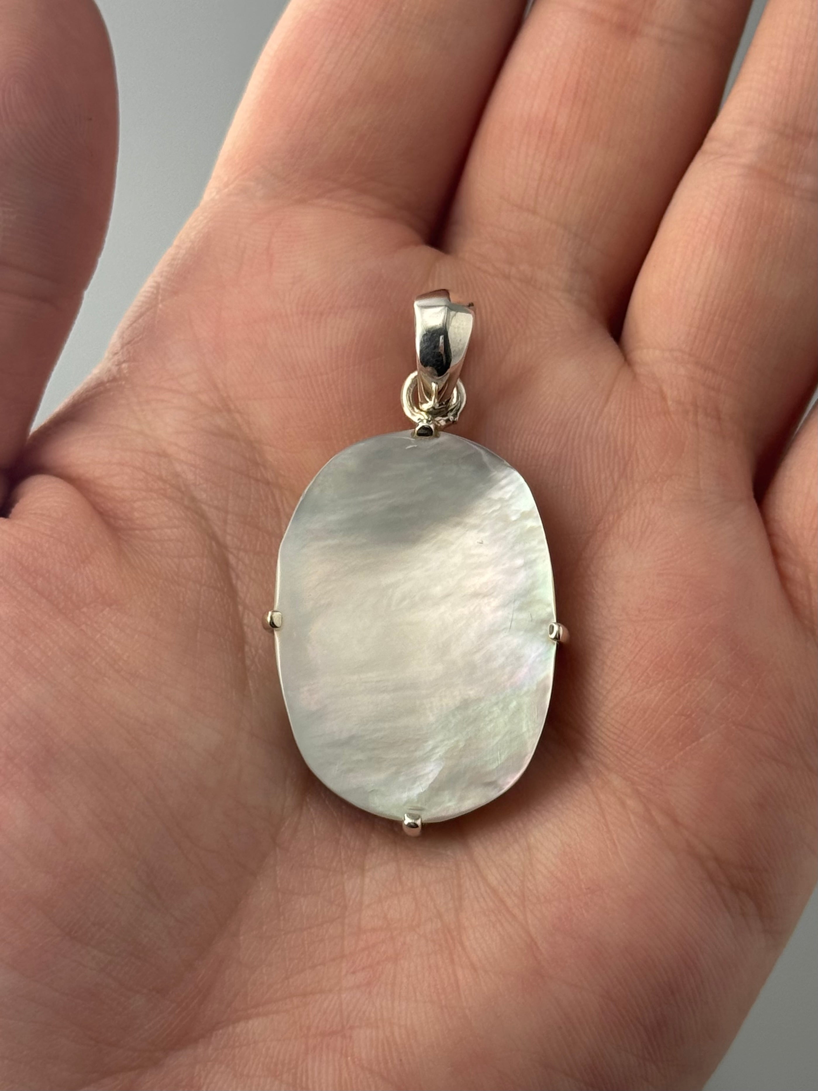 •MOTHER OF PEARL - SMALL OVAL• sterling silver pendant