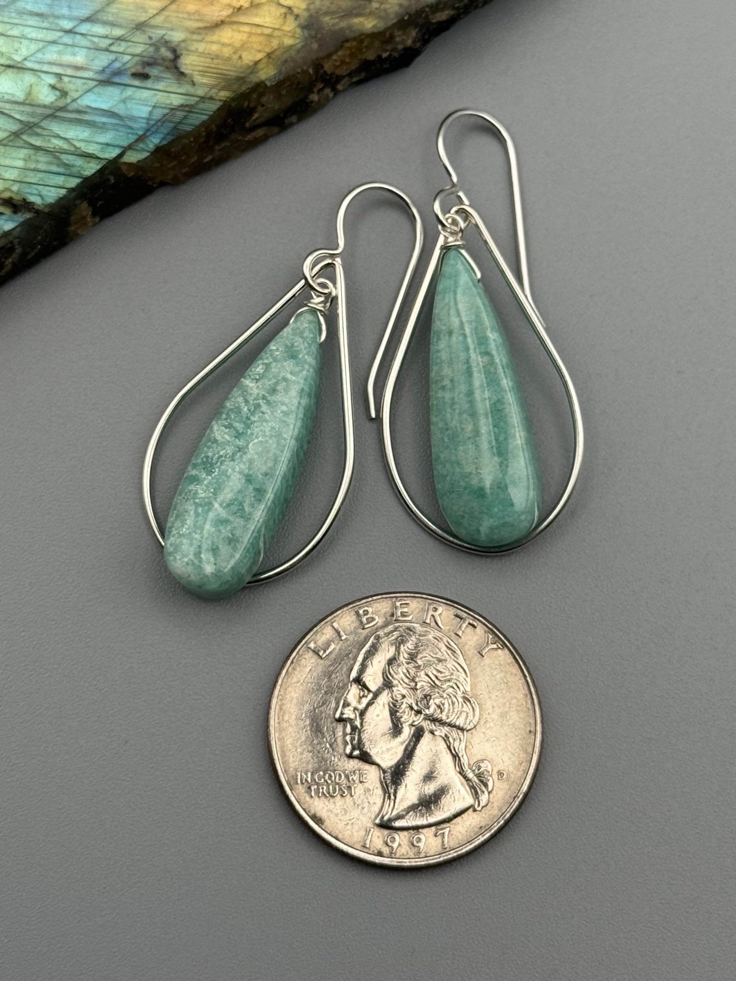 •DRIP DROP• amazonite + silver earrings