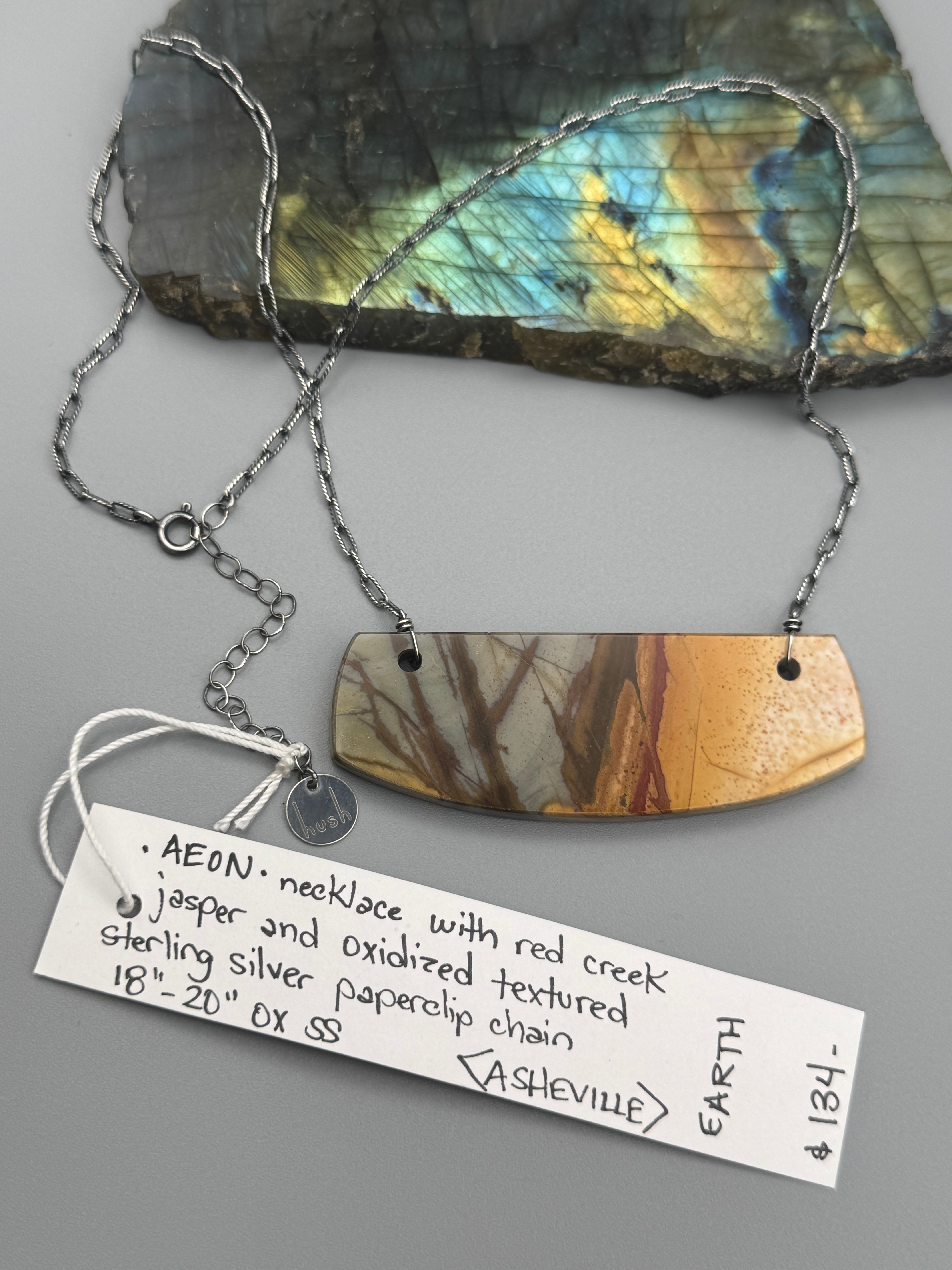 •AEON• red creek jasper + silver necklace (18"-20" long)