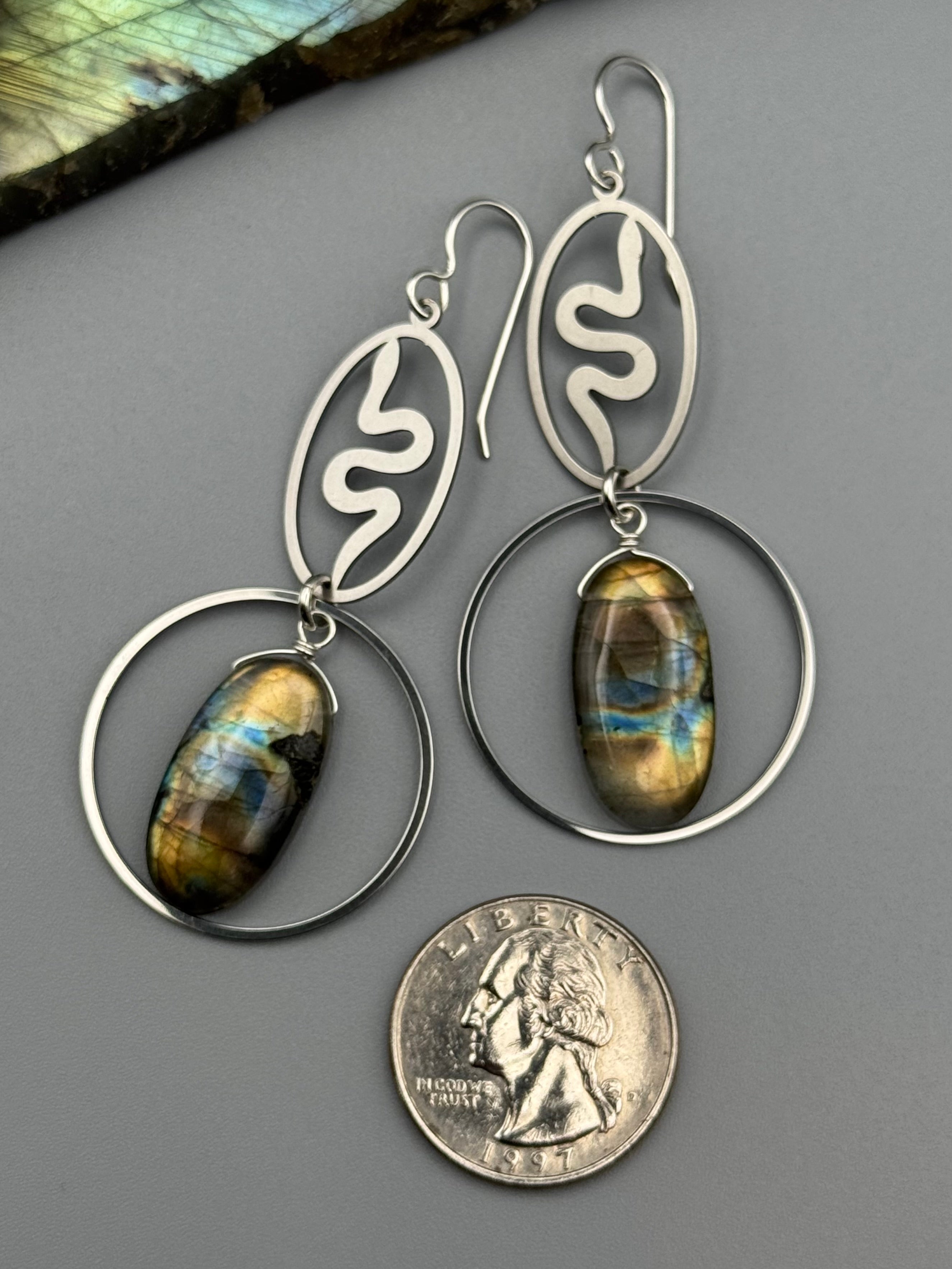 •SLITHER• labradorite oval + silver earrings