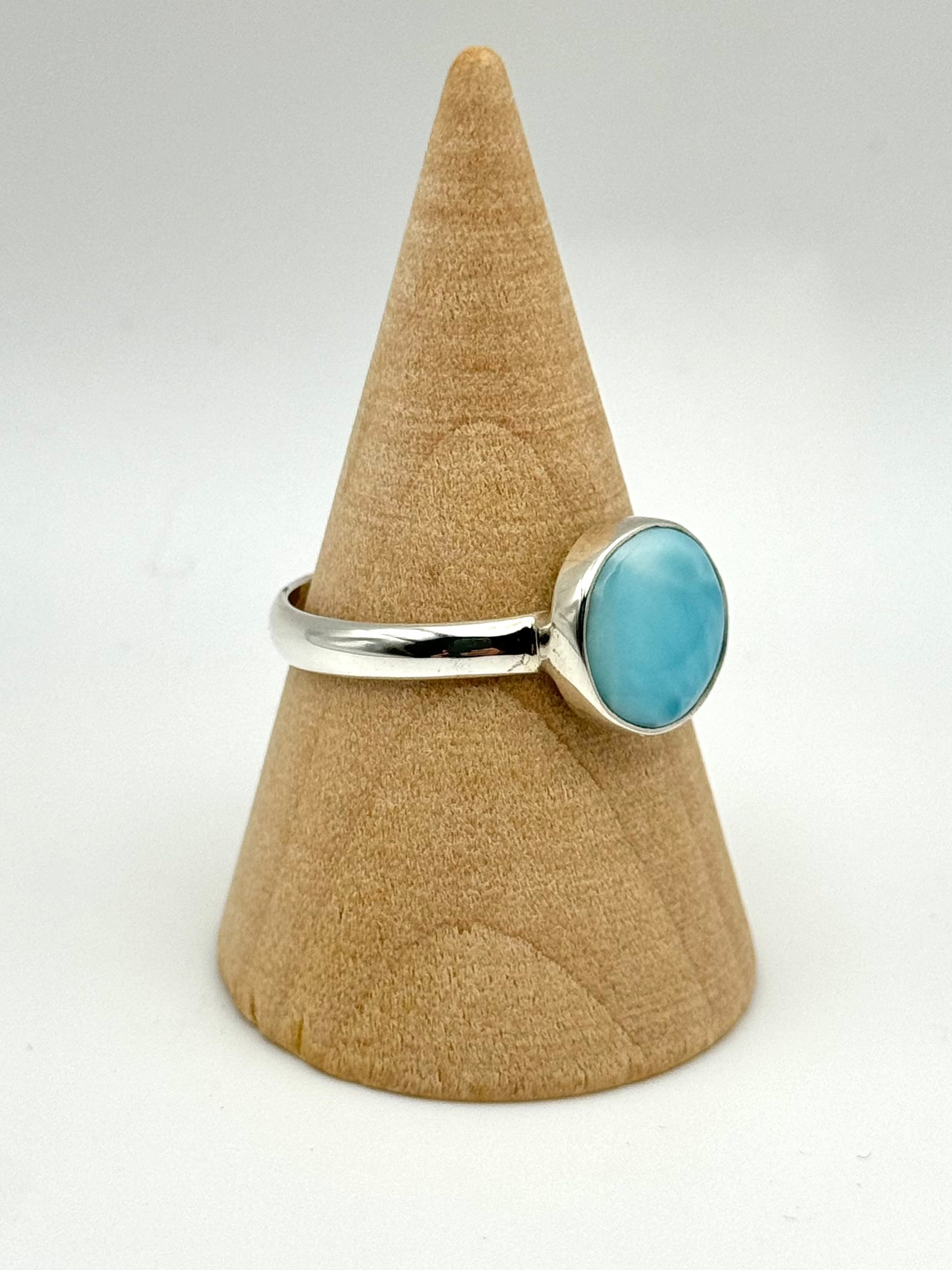 •LARIMAR - MEDIUM CIRCLE• silver ring (size 11)