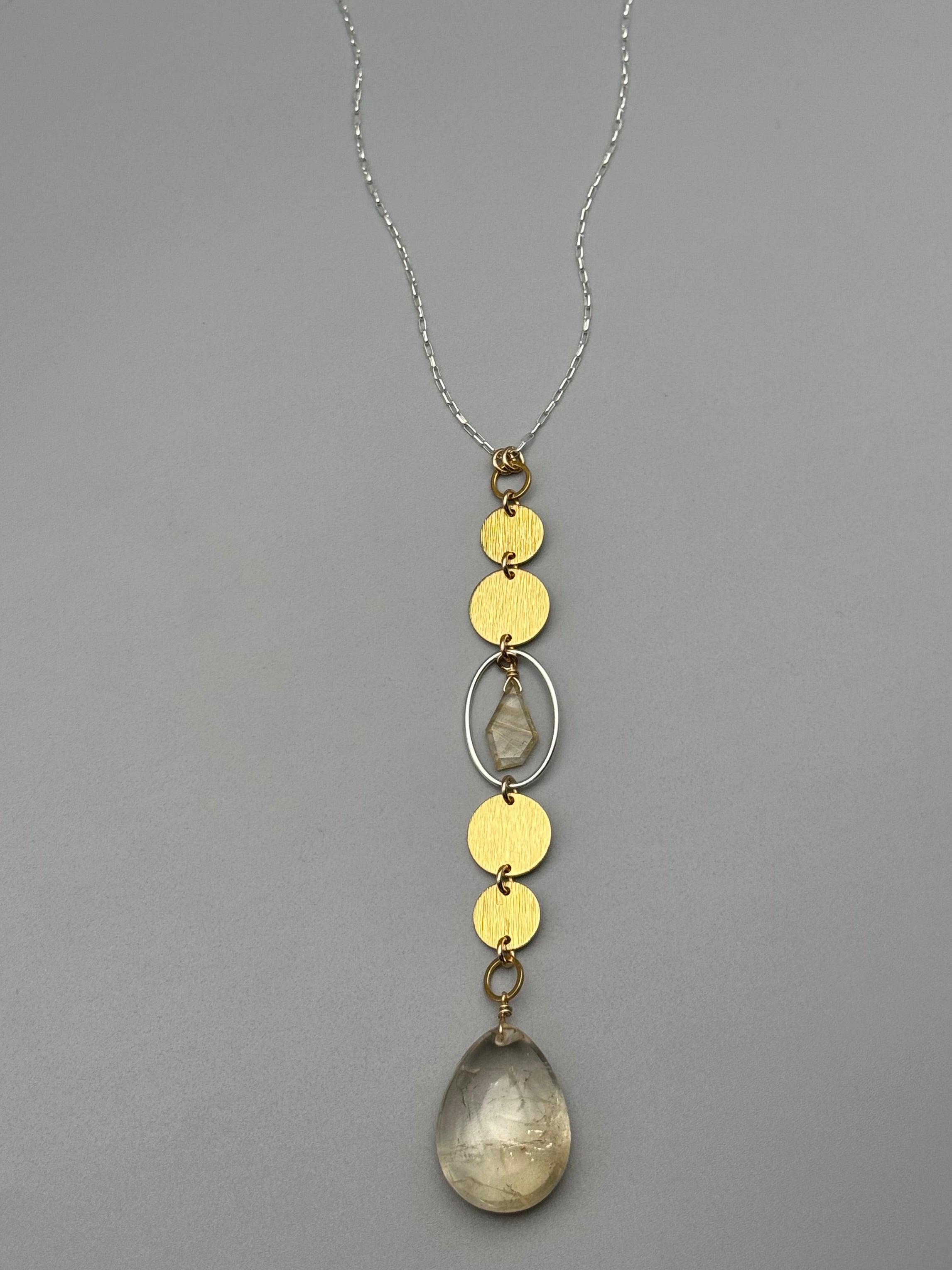 •NYX• rutilated quartz + citrine mixed metal necklace (26"-28" long)