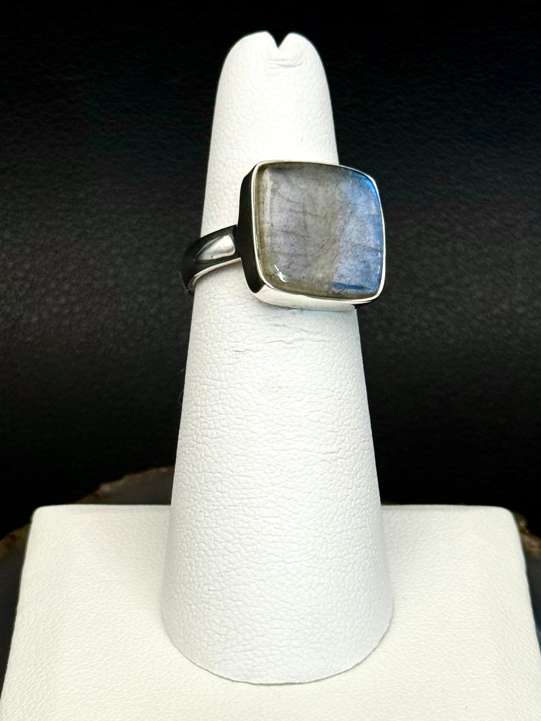 •LABRADORITE - LARGER SOFT SQUARE• silver ring (size 6)