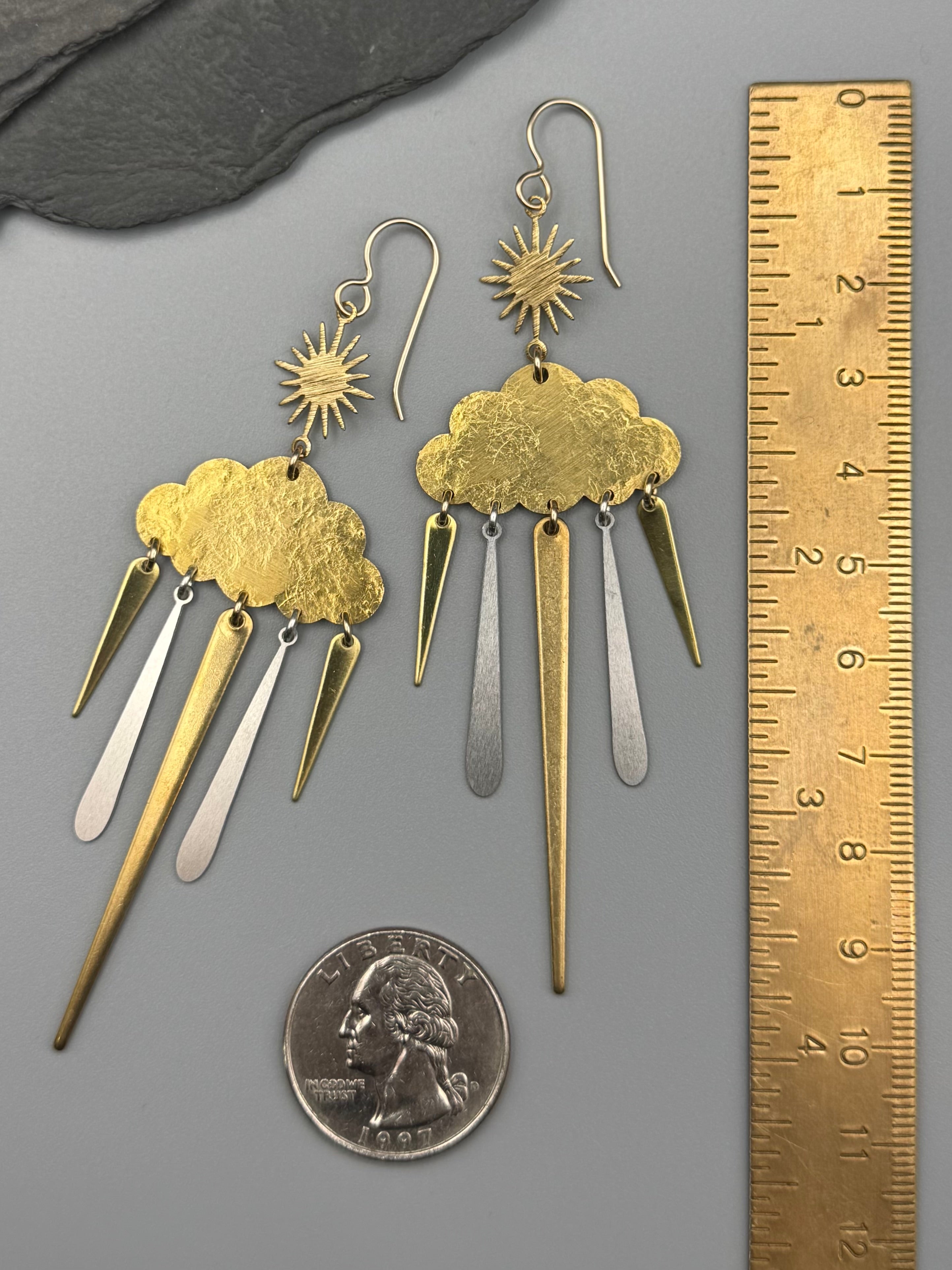 •SUN STORM• mixed metal dangle earrings