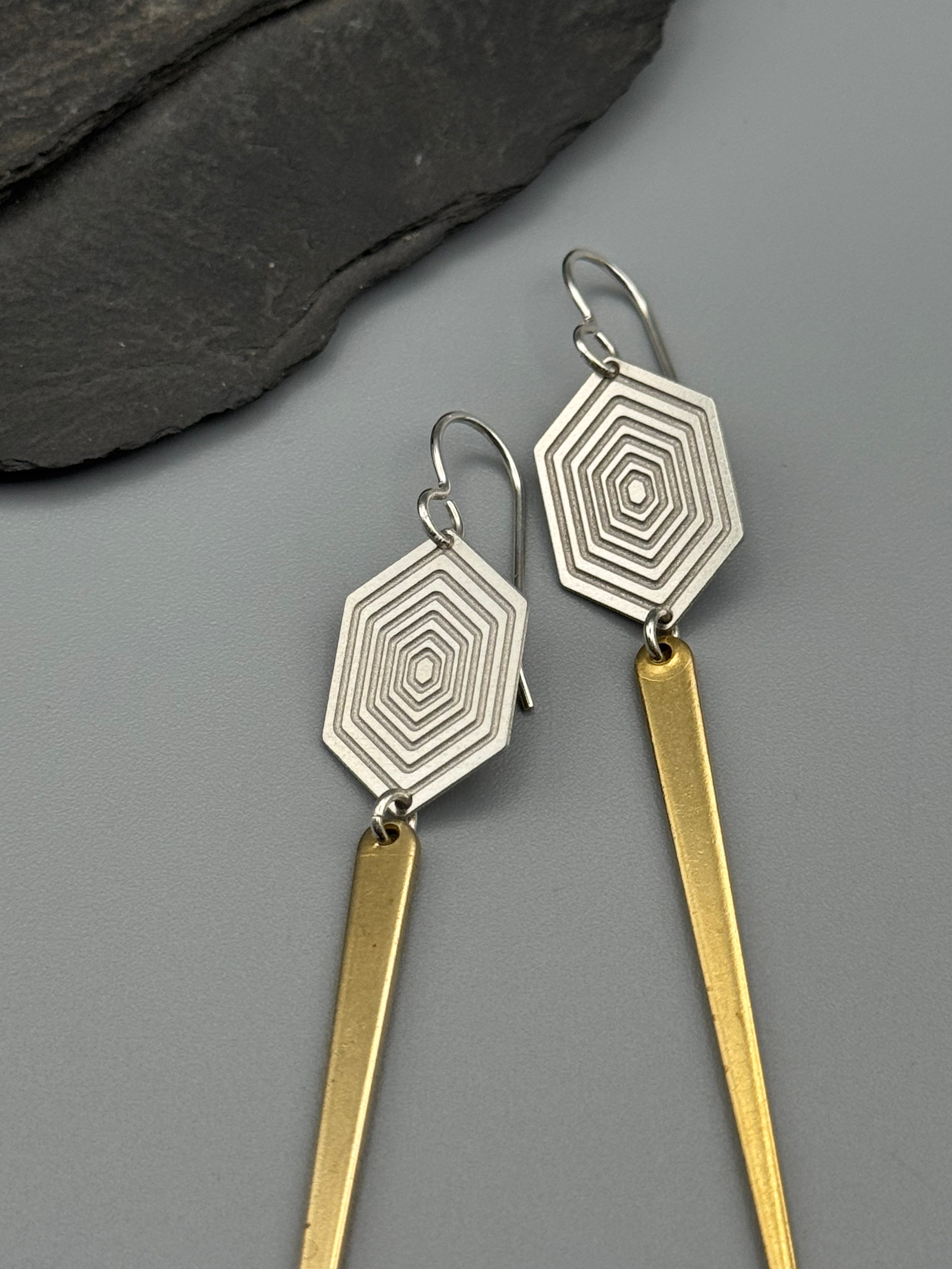 •HEX DAGGERS• mixed metal dangle earrings