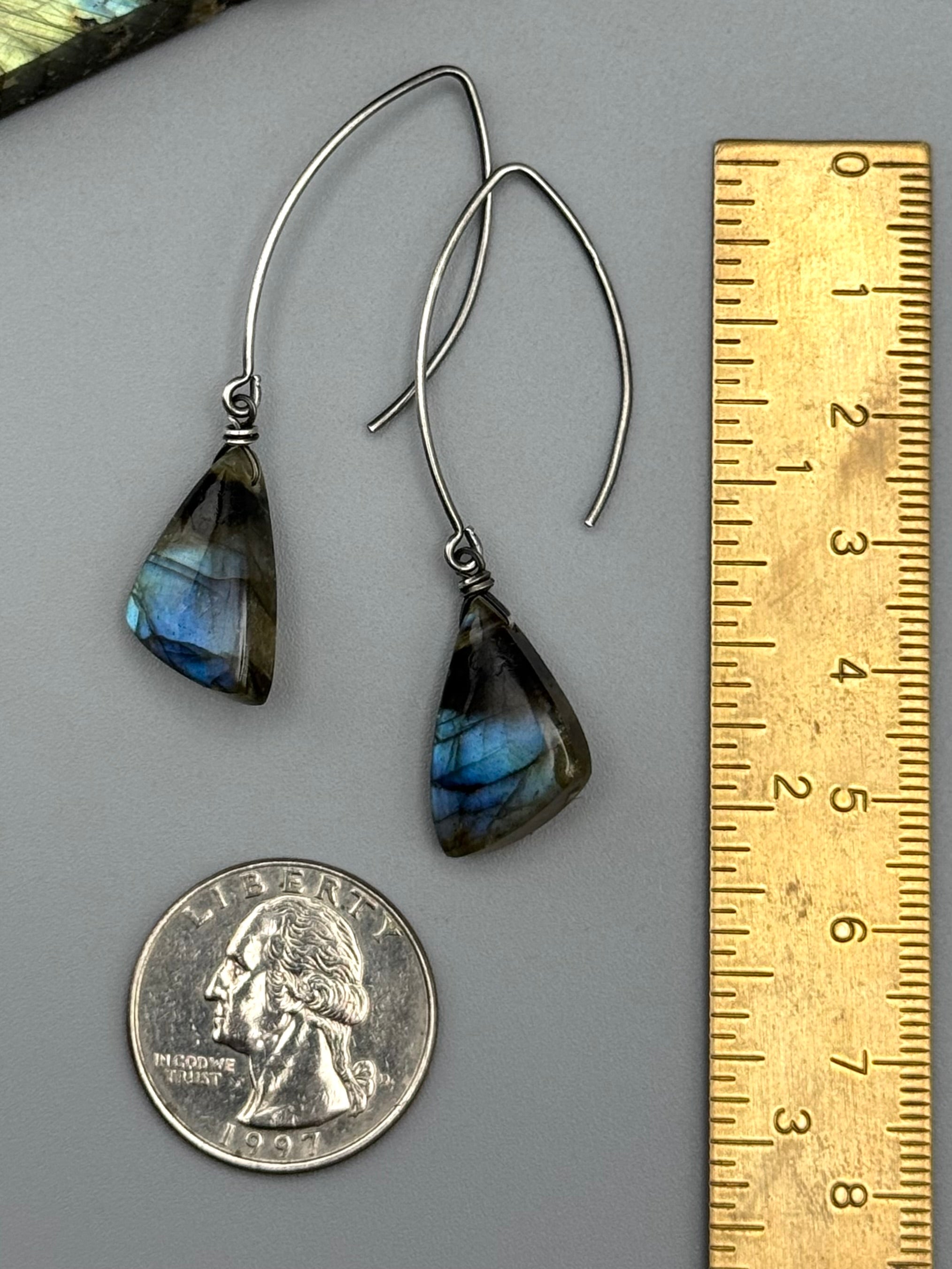 •STRAY• labradorite wing + silver earrings