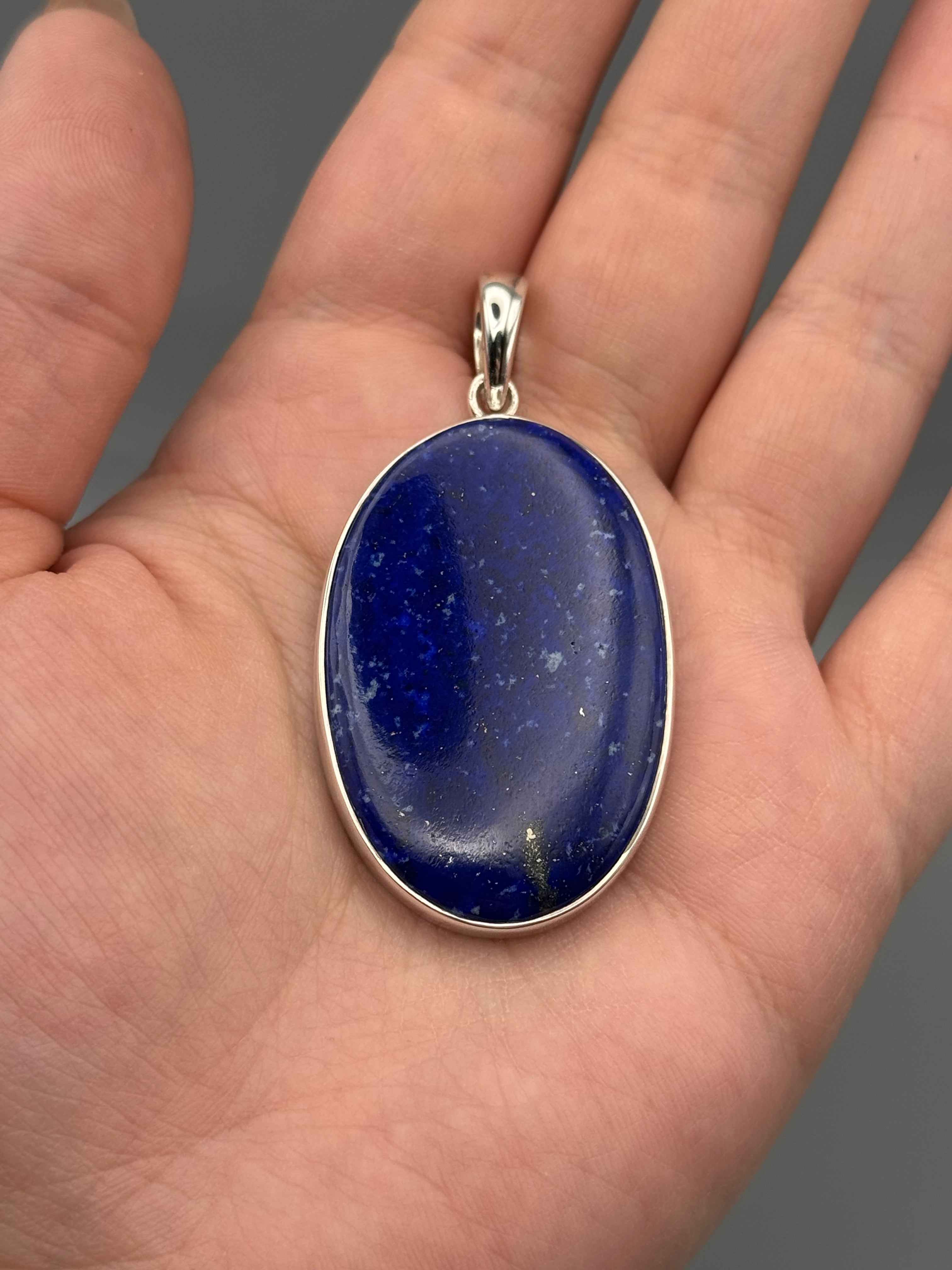 •LAPIS LAZULI - LARGE OVAL• sterling silver pendant