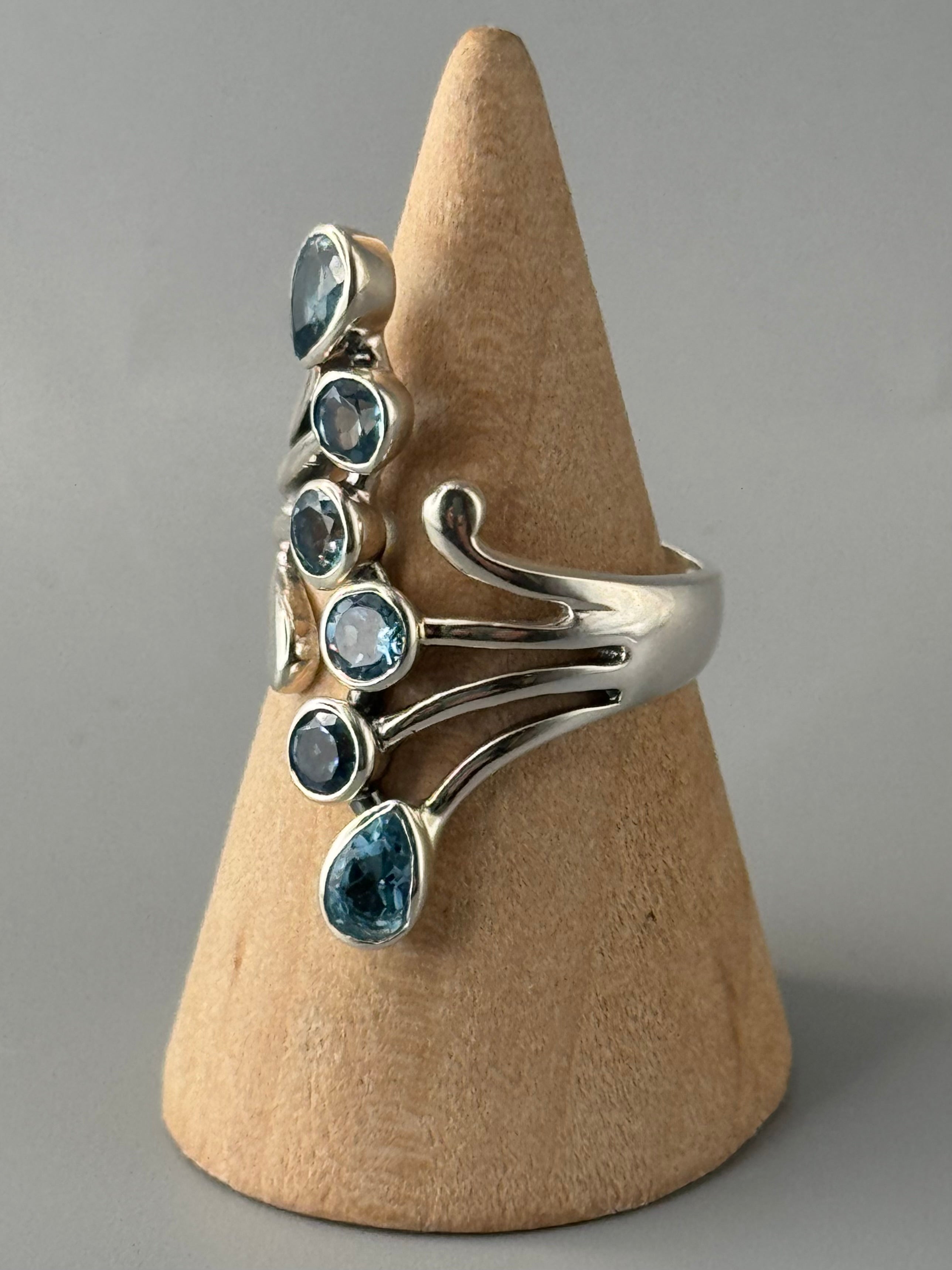 •BLUE TOPAZ - TIDAL• sterling silver ring (various sizes)