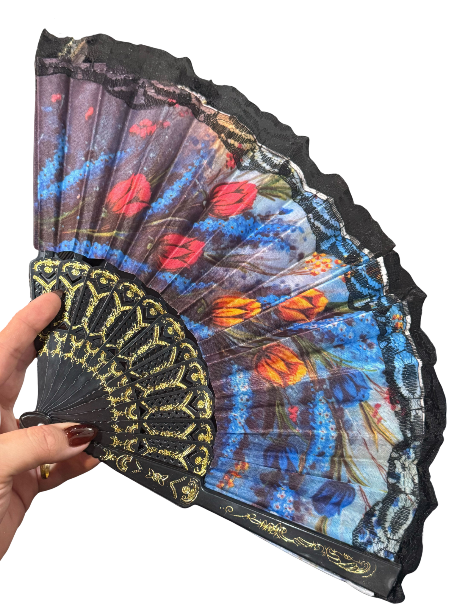 •LOVETT• goth lace floral folding fan