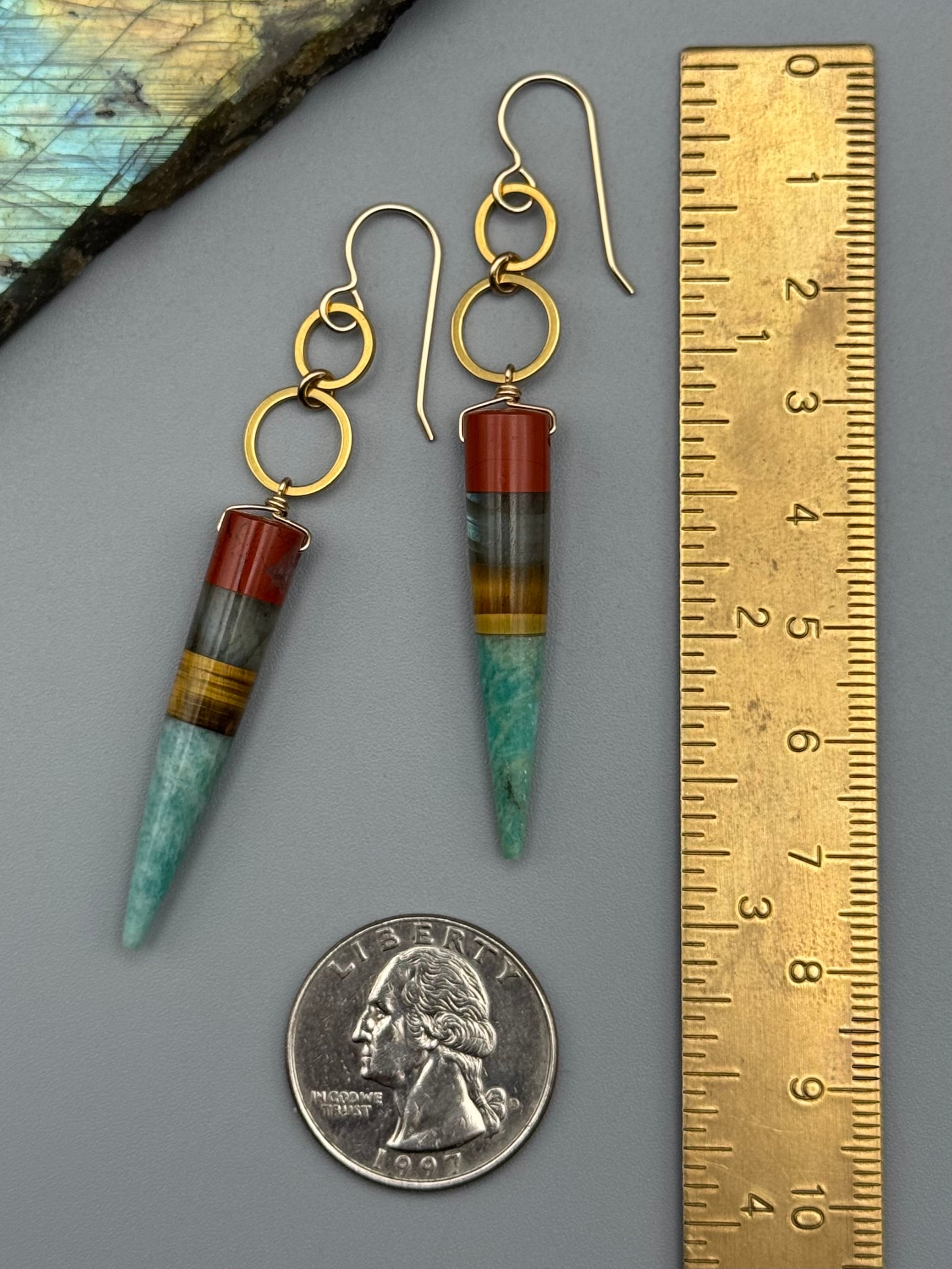 •4 OF CUPS• intarsia + gold earrings